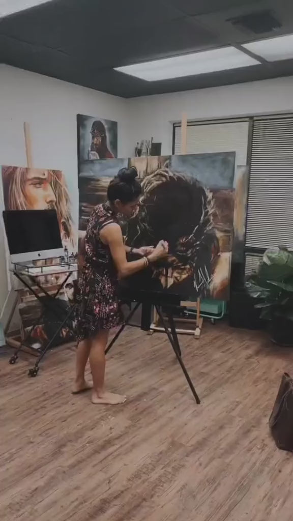 The Finished Work of the Cross - Light Background (Hand Embellished Canvas Print) Jesus Art Print Vanessa Horabuena