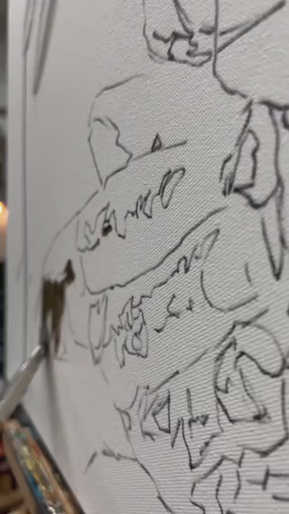 Endless Dance in the Father’s Hands - Brunette Version (Hand Embellished Canvas Print) Women's Art Print Vanessa Horabuena