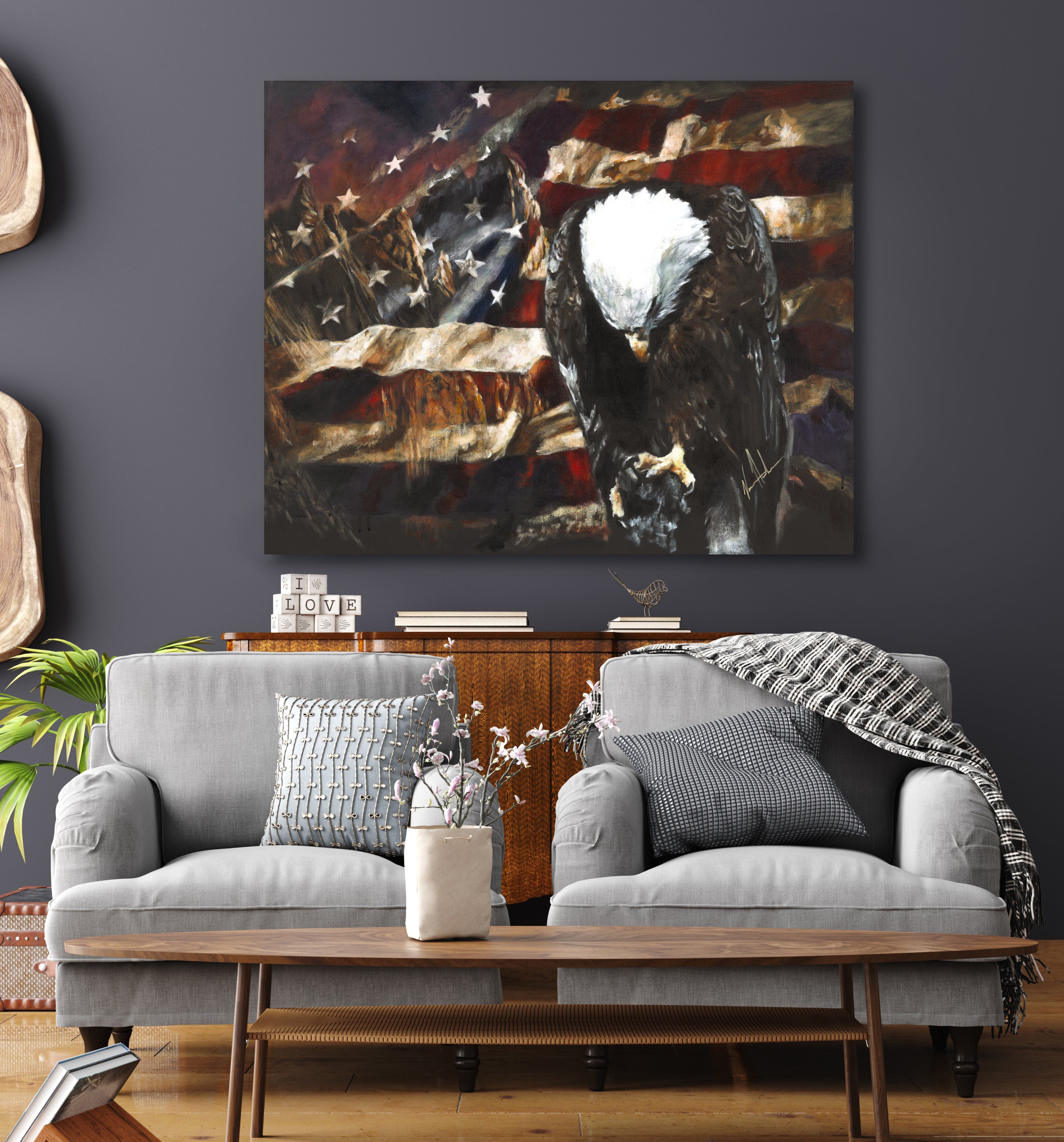 A Nation's Mourning (Hand Embellished Canvas Print) Patriotic Art Print Vanessa Horabuena