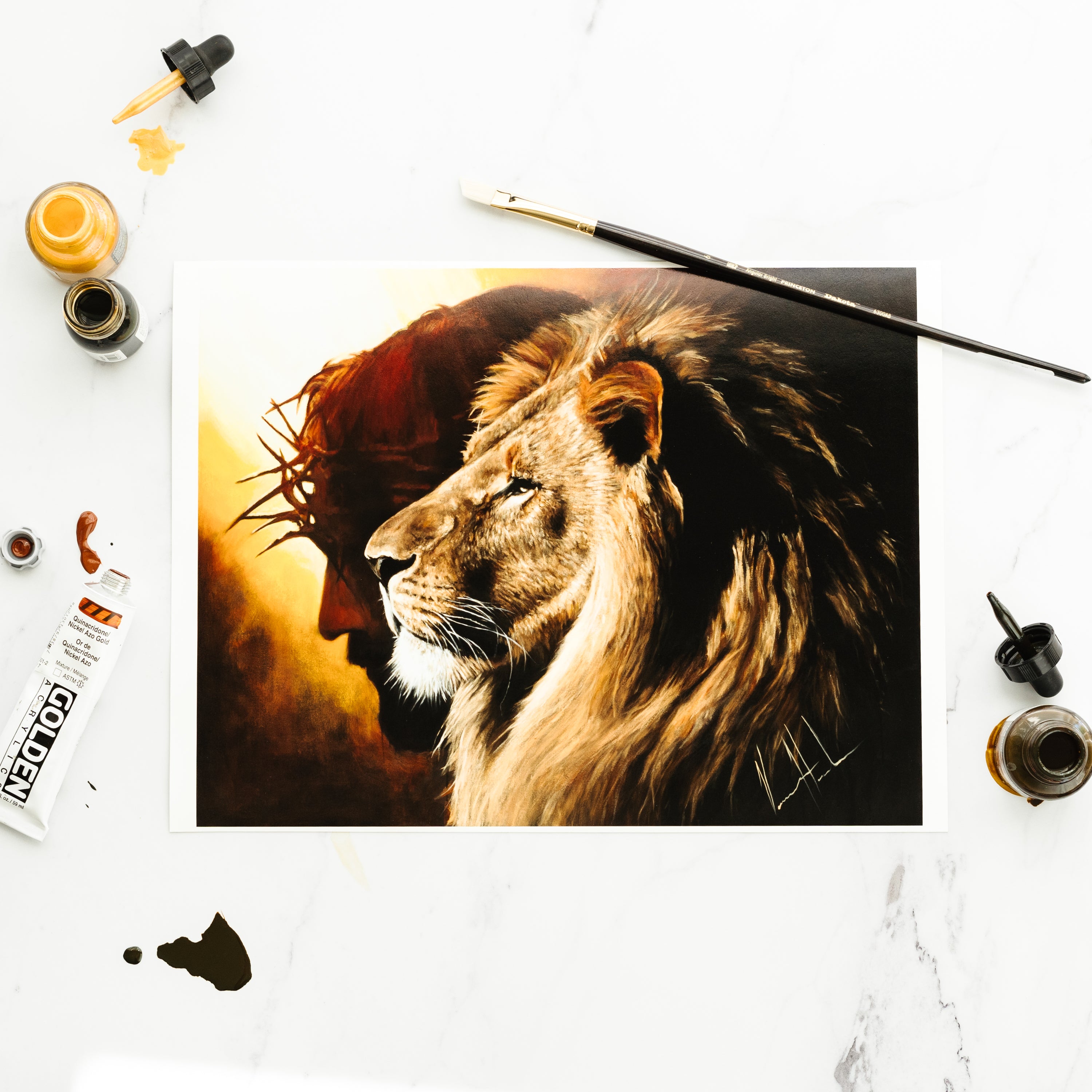 The Lion of Judah (Hand Embellishment Canvas Print) Lion Art Print, Jesus Art Print Vanessa Horabuena