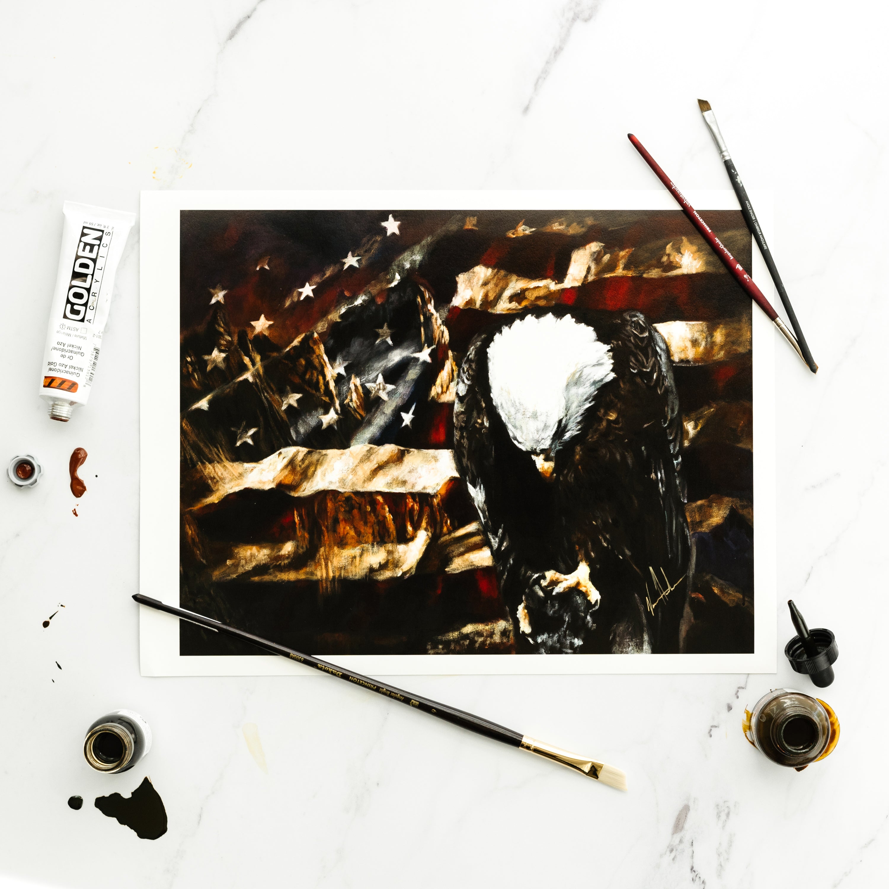 A Nation's Mourning (Hand Embellished Canvas Print) Patriotic Art Print Vanessa Horabuena