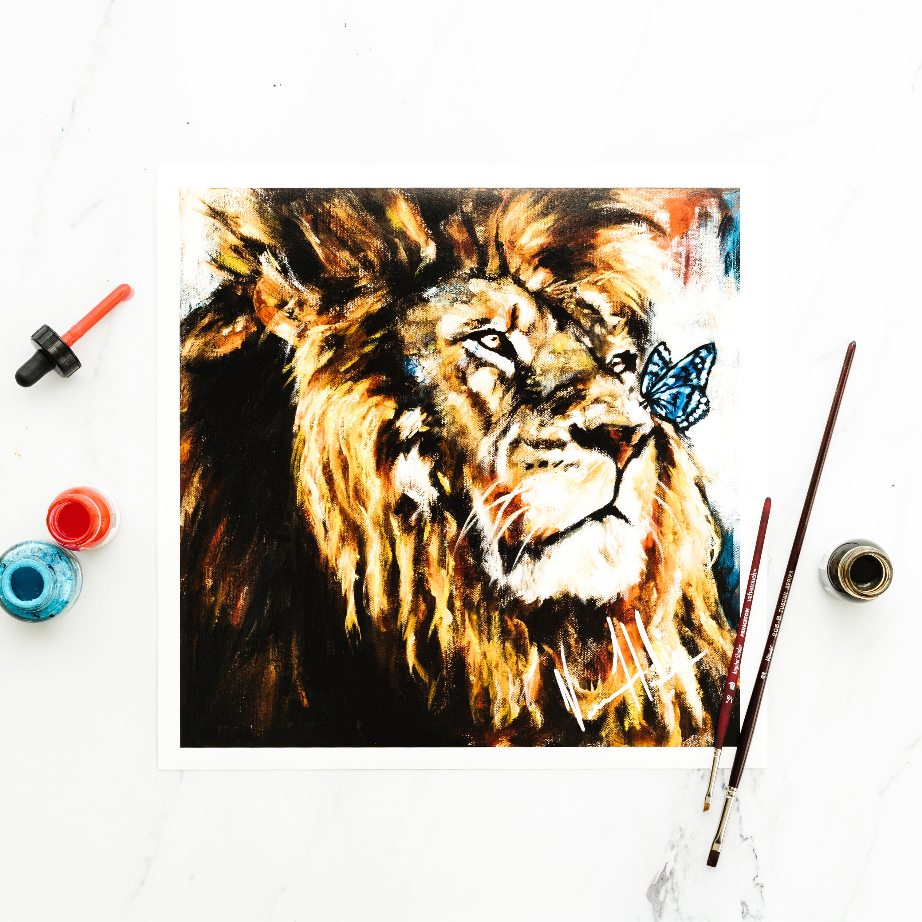 Courage to Change (Hand Embellished Canvas Print) Lion Art Print Vanessa Horabuena