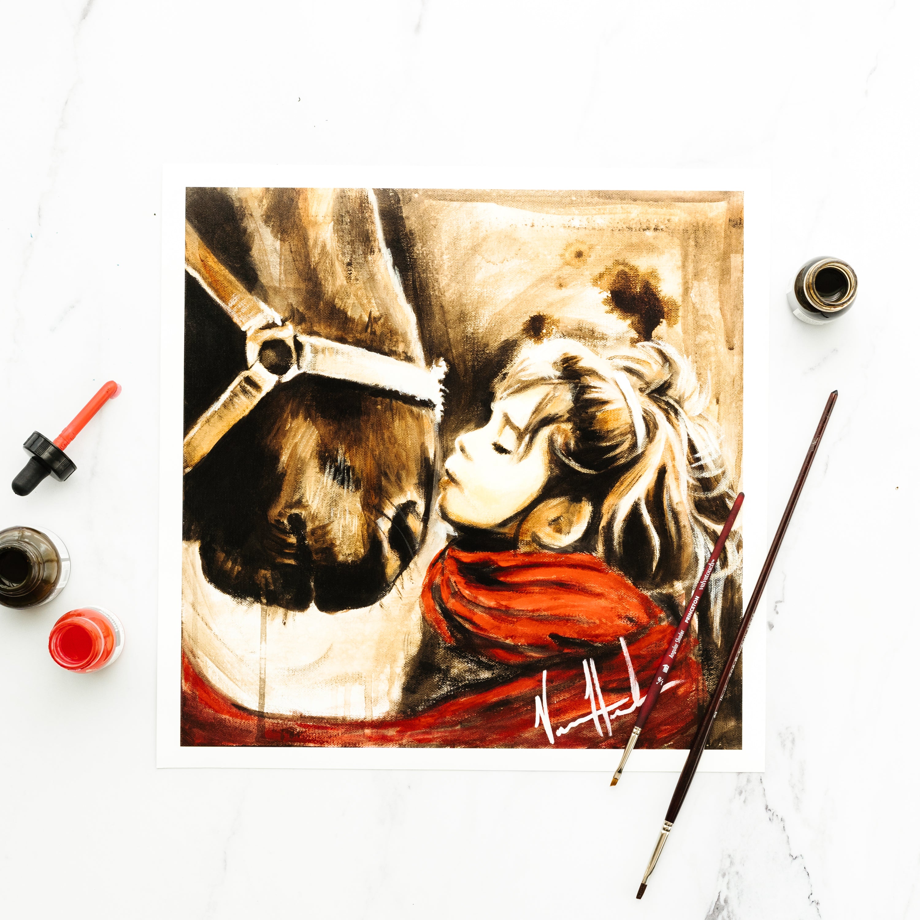 Heart Connection (Hand Embellished Canvas Print) Horse Art Print, Women's Art Print Vanessa Horabuena