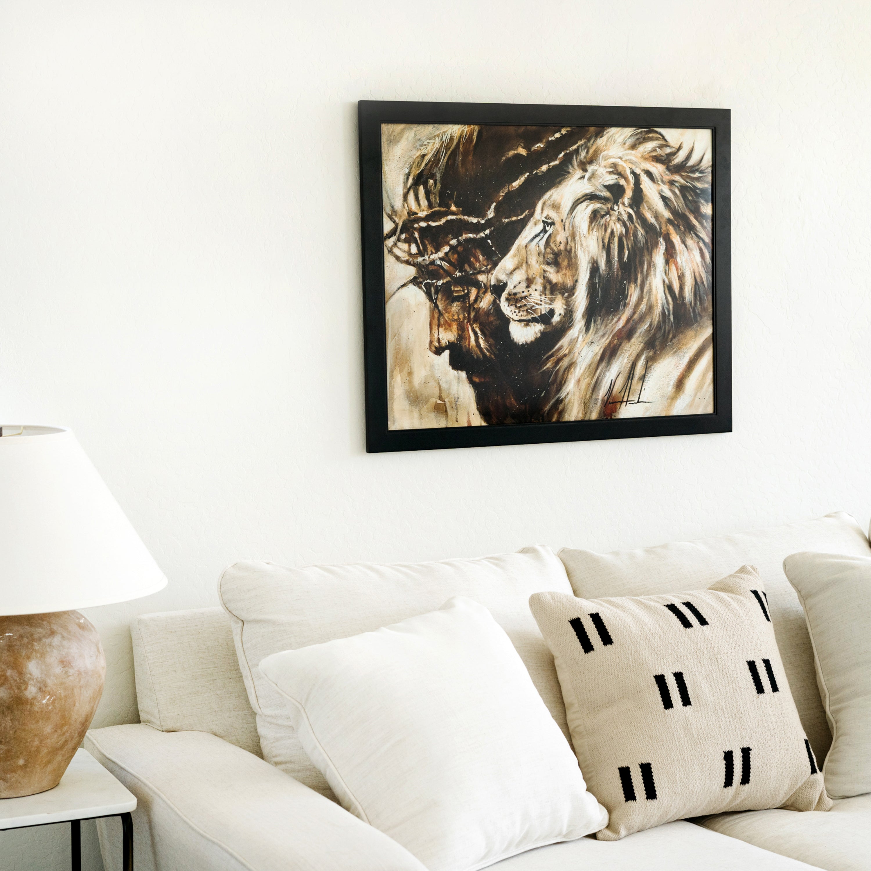 Heaven's Grace (Hand Embellished Canvas Print) Lion Art Print, Jesus Art Print Vanessa Horabuena