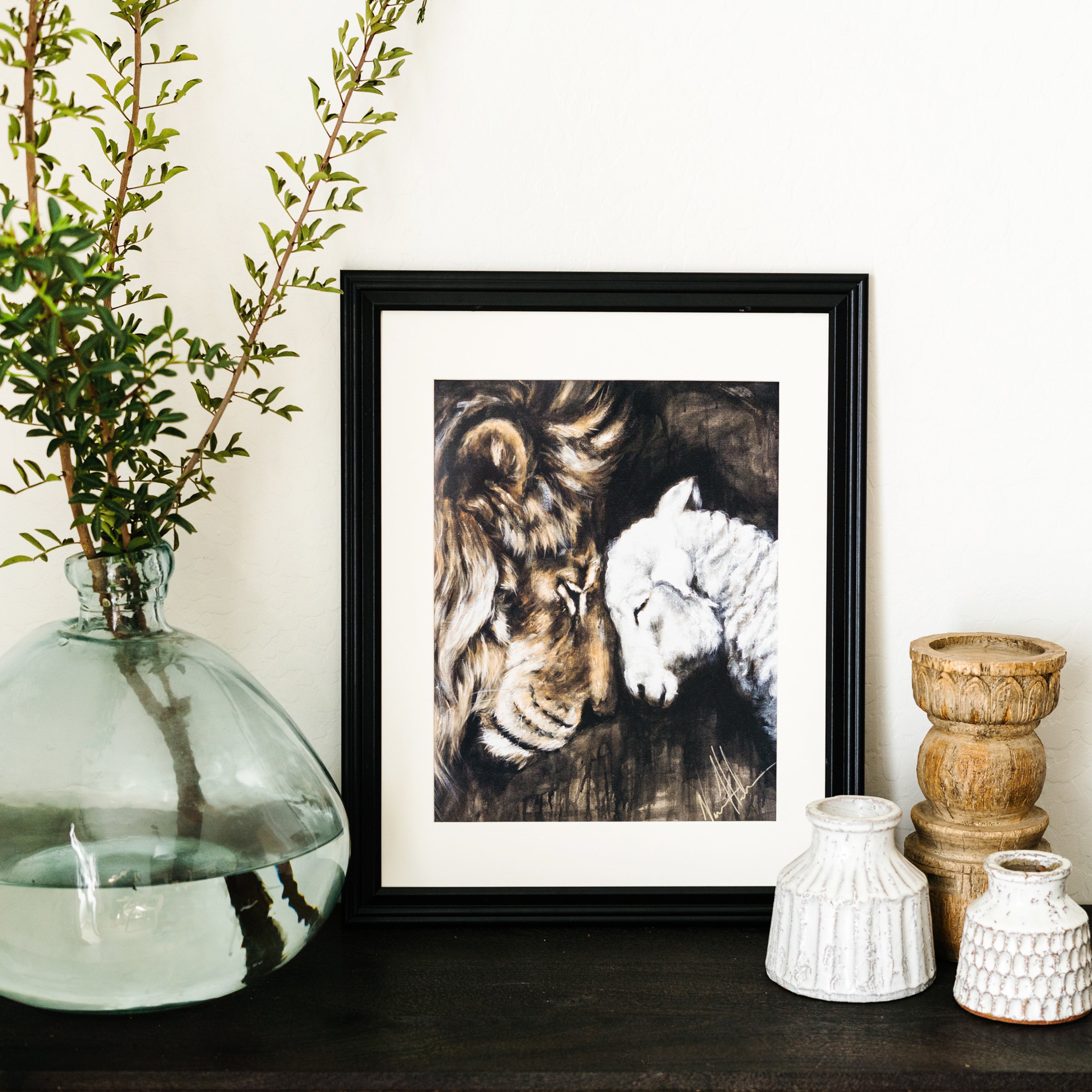 Compassion of a King (Hand Embellished Canvas Print) Lion Art Print Vanessa Horabuena