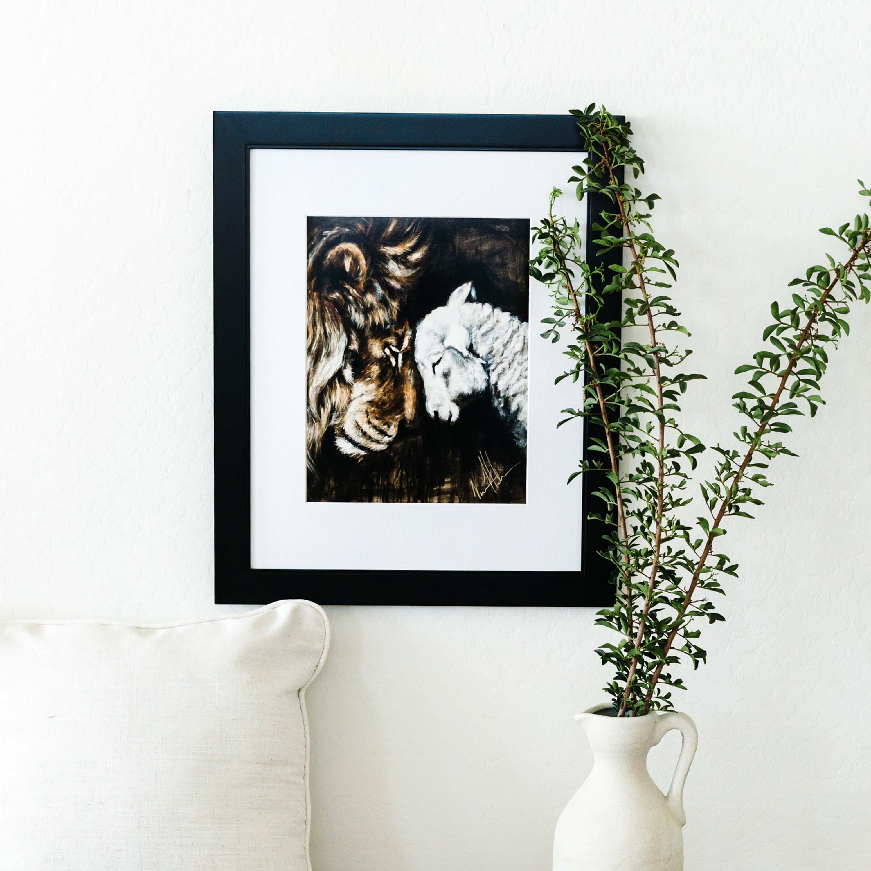 Compassion of a King (Hand Embellished Canvas Print) Lion Art Print Vanessa Horabuena