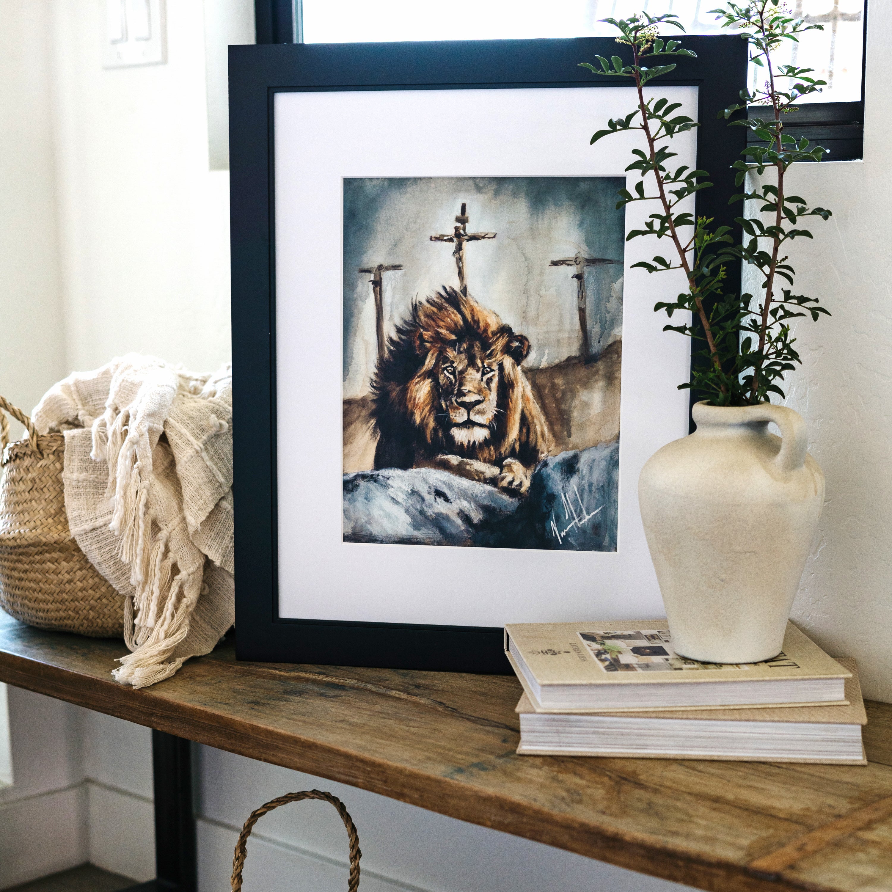 Finished Work of a King (Hand Embellished Canvas Print) Lion Art Print Vanessa Horabuena