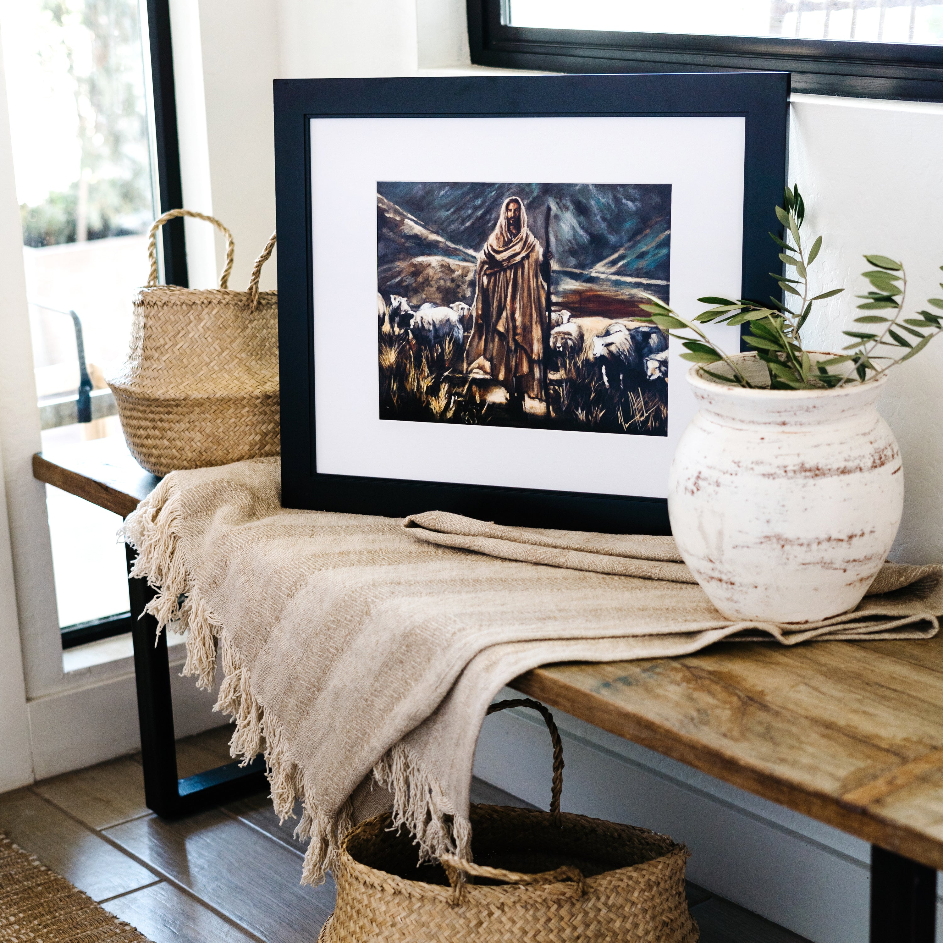 The Lord is My Shepherd (Hand Embellished Canvas Print) Jesus Art Print Vanessa Horabuena