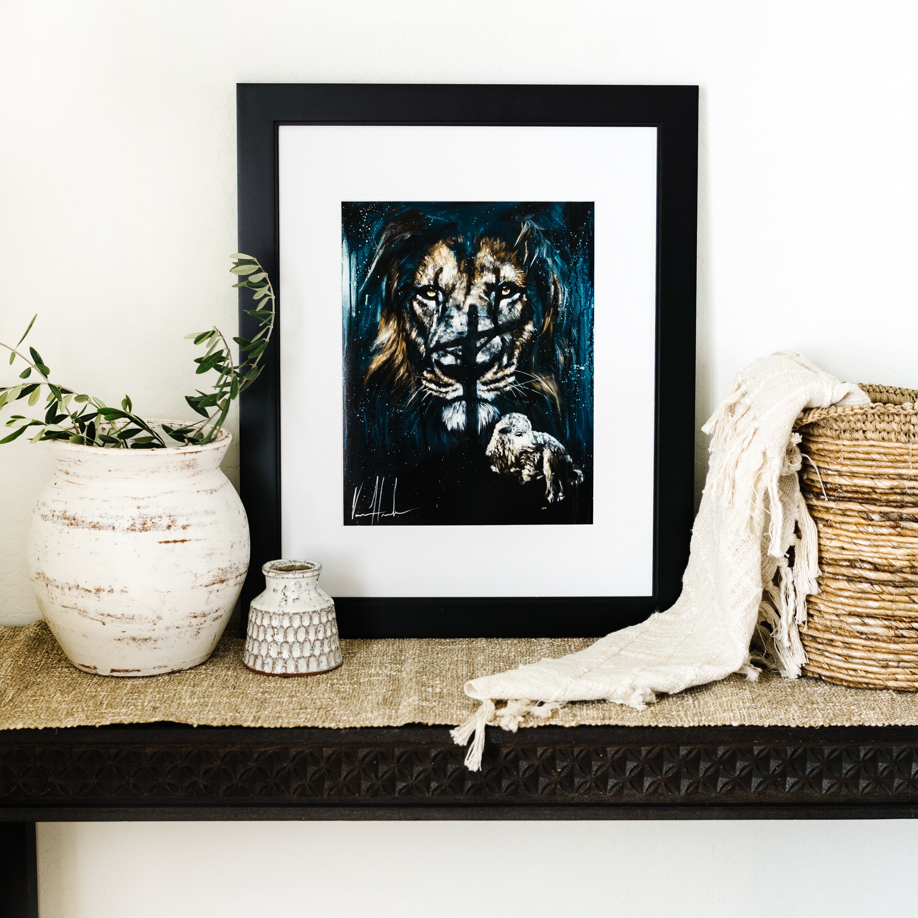 The Eyes of the Shepherd (Hand Embellished Canvas Print) Lion Art Print Vanessa Horabuena