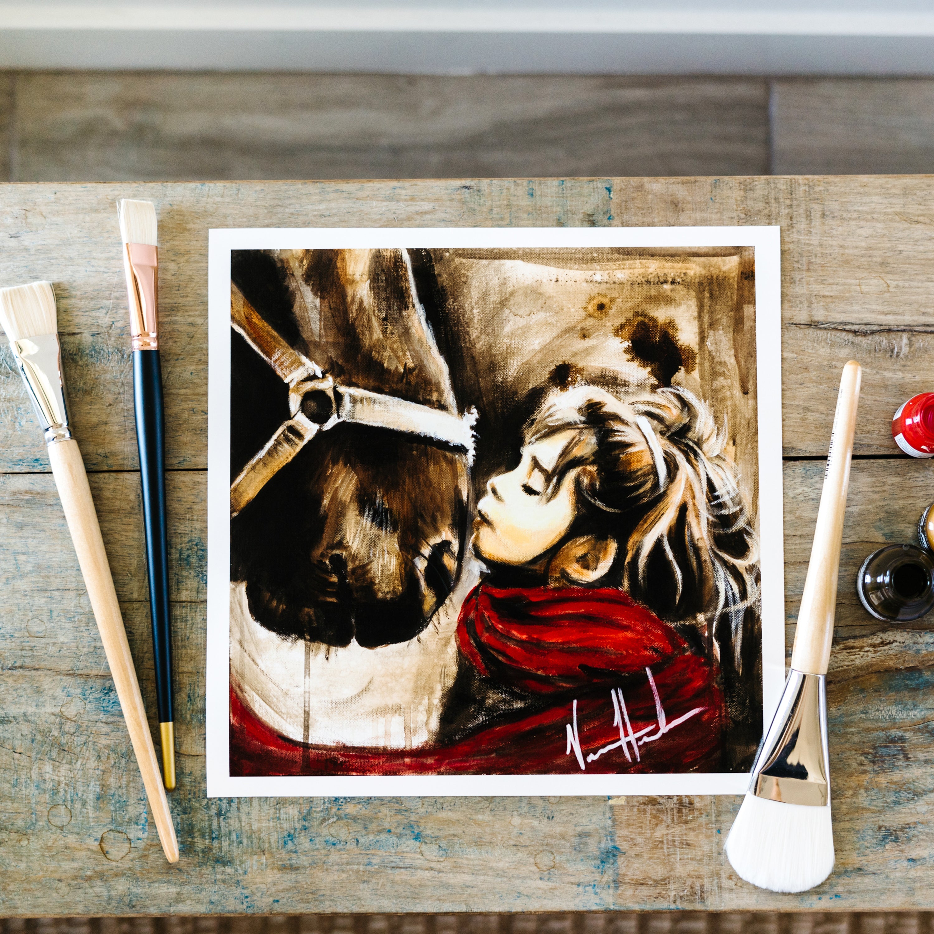 Heart Connection (Hand Embellished Canvas Print) Horse Art Print, Women's Art Print Vanessa Horabuena