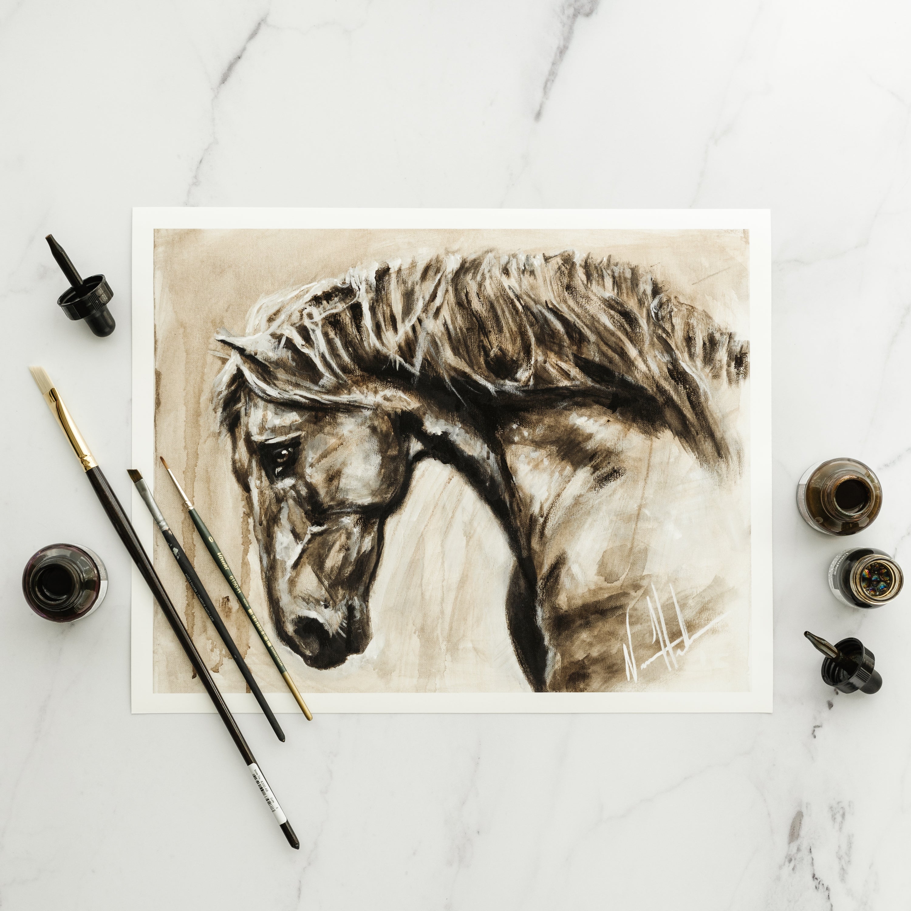 Momentum (Hand Embellished Canvas Print) Horse Art Print Vanessa Horabuena