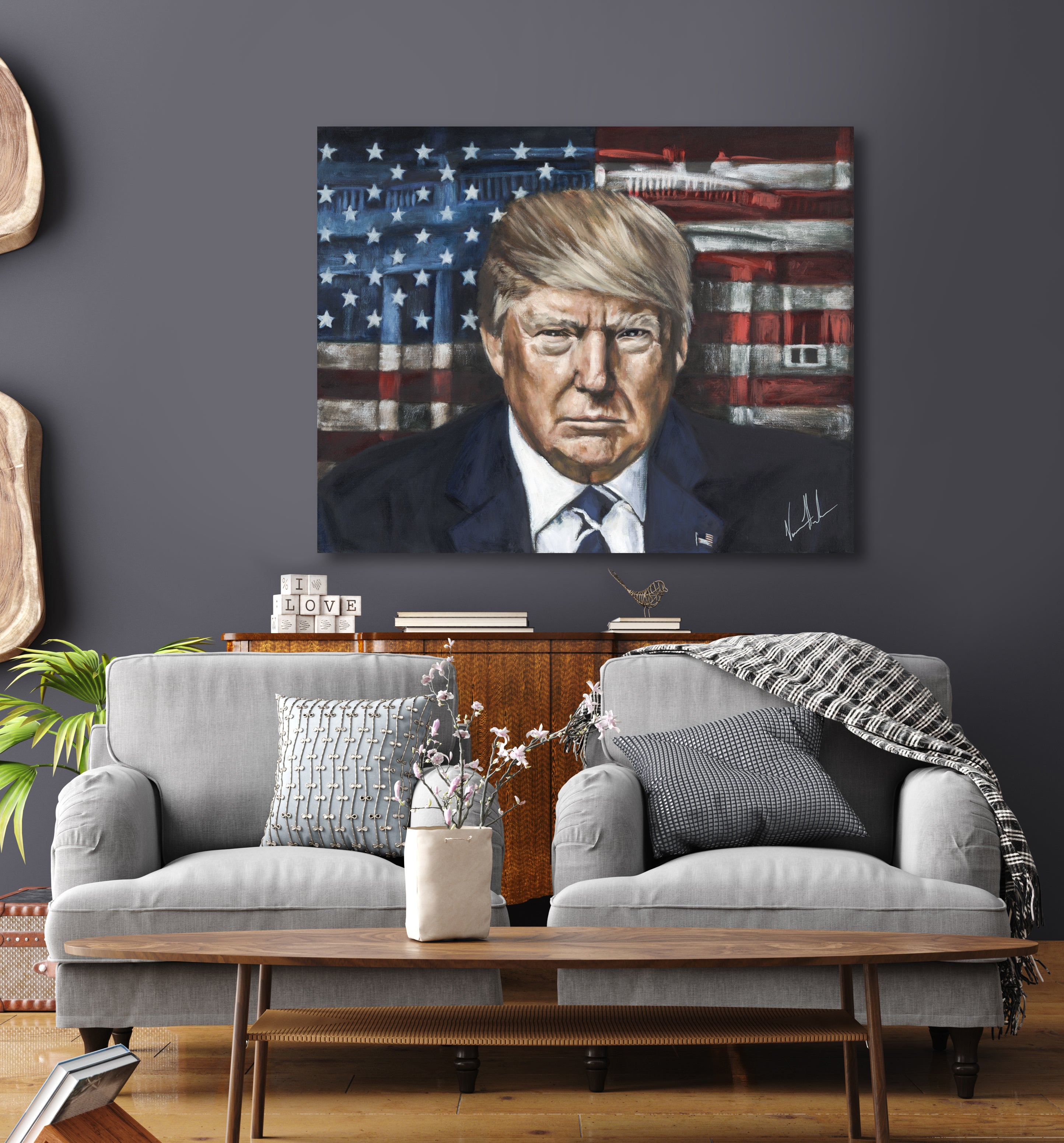 Commander in Chief (Hand Embellished Canvas Print) Patriotic Art Print Vanessa Horabuena