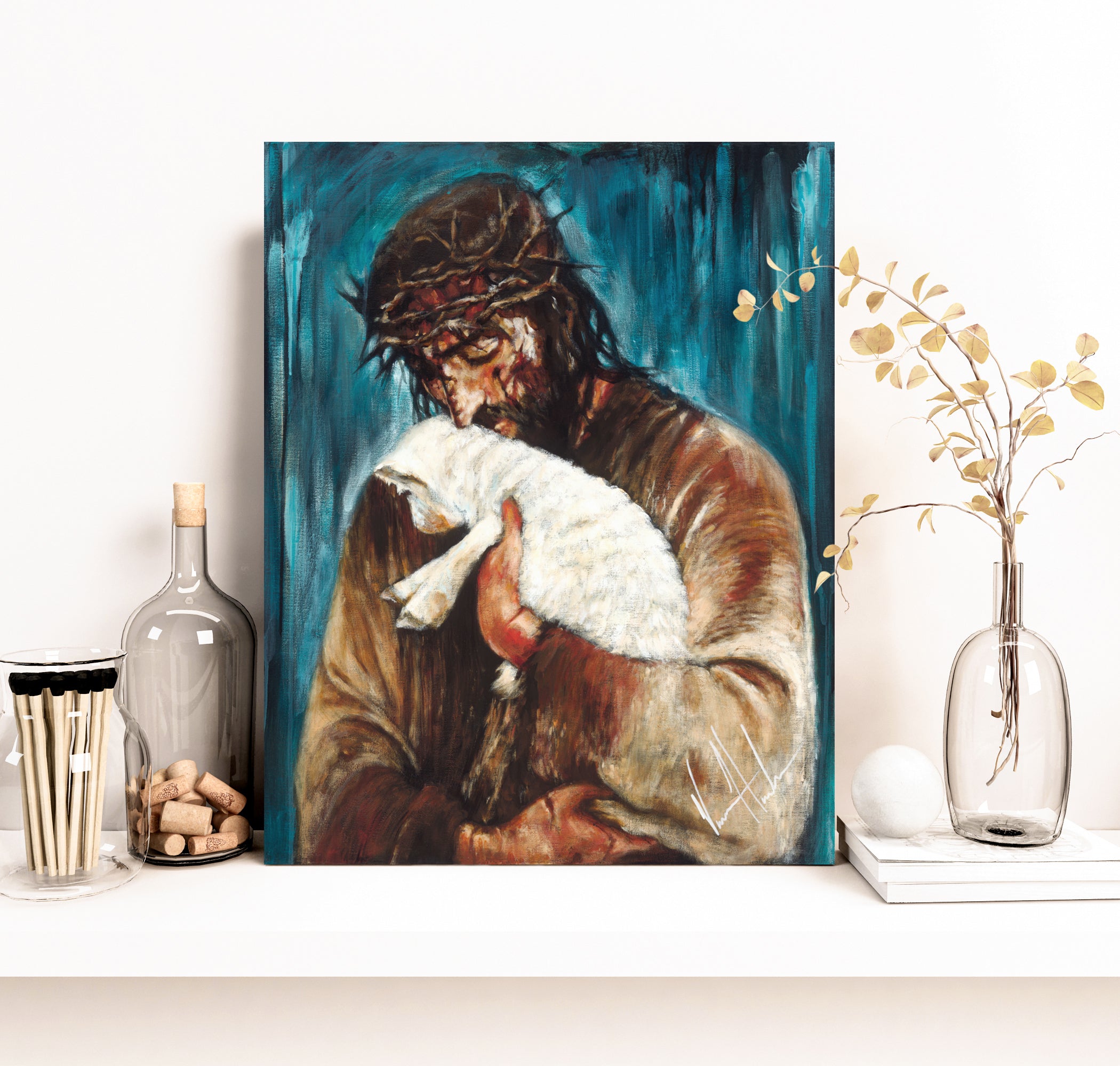 For the One Who Lost Its Way (Hand Embellished Canvas Print) Jesus Art Print Vanessa Horabuena