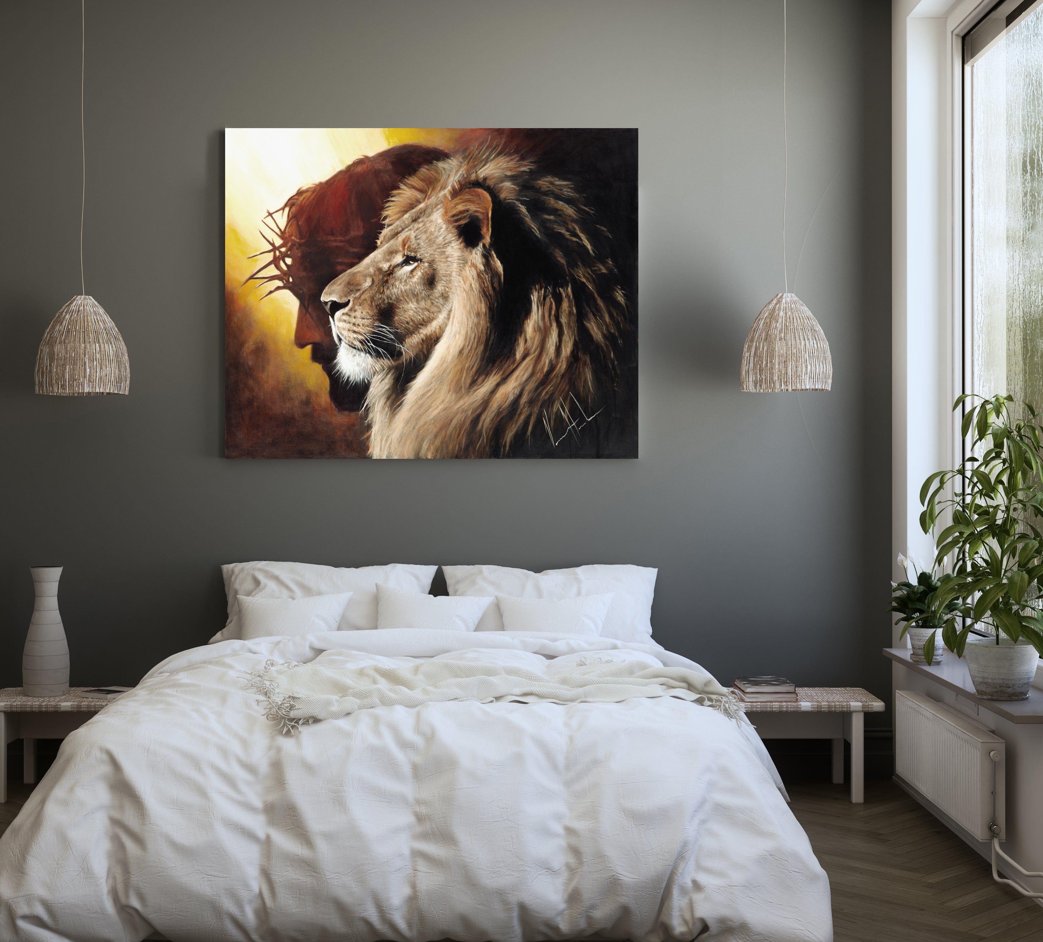 The Lion of Judah (Hand Embellishment Canvas Print) Lion Art Print, Jesus Art Print Vanessa Horabuena