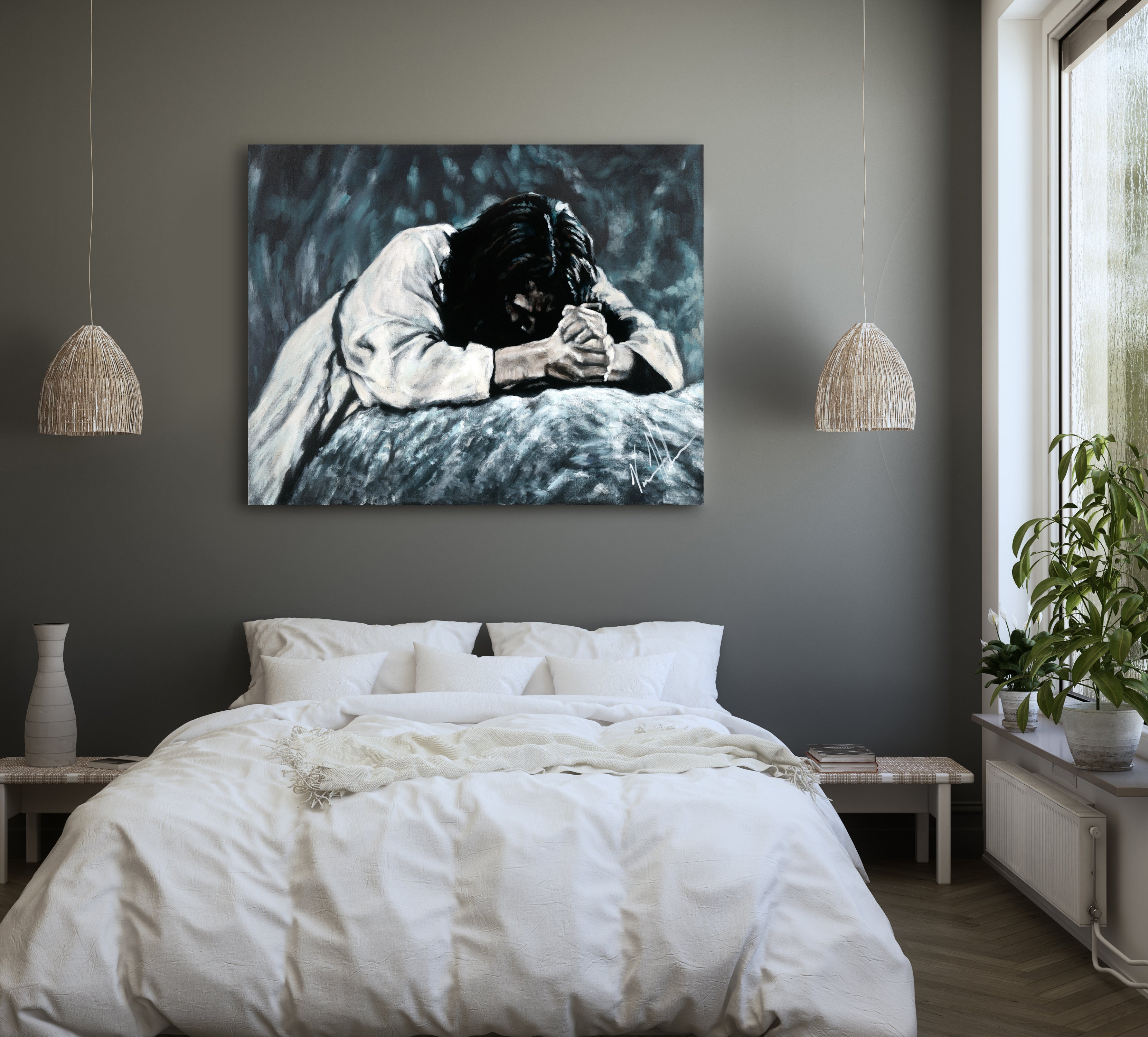 Thy Will Be Done (Hand Embellished Canvas Print) Jesus Art Print Vanessa Horabuena