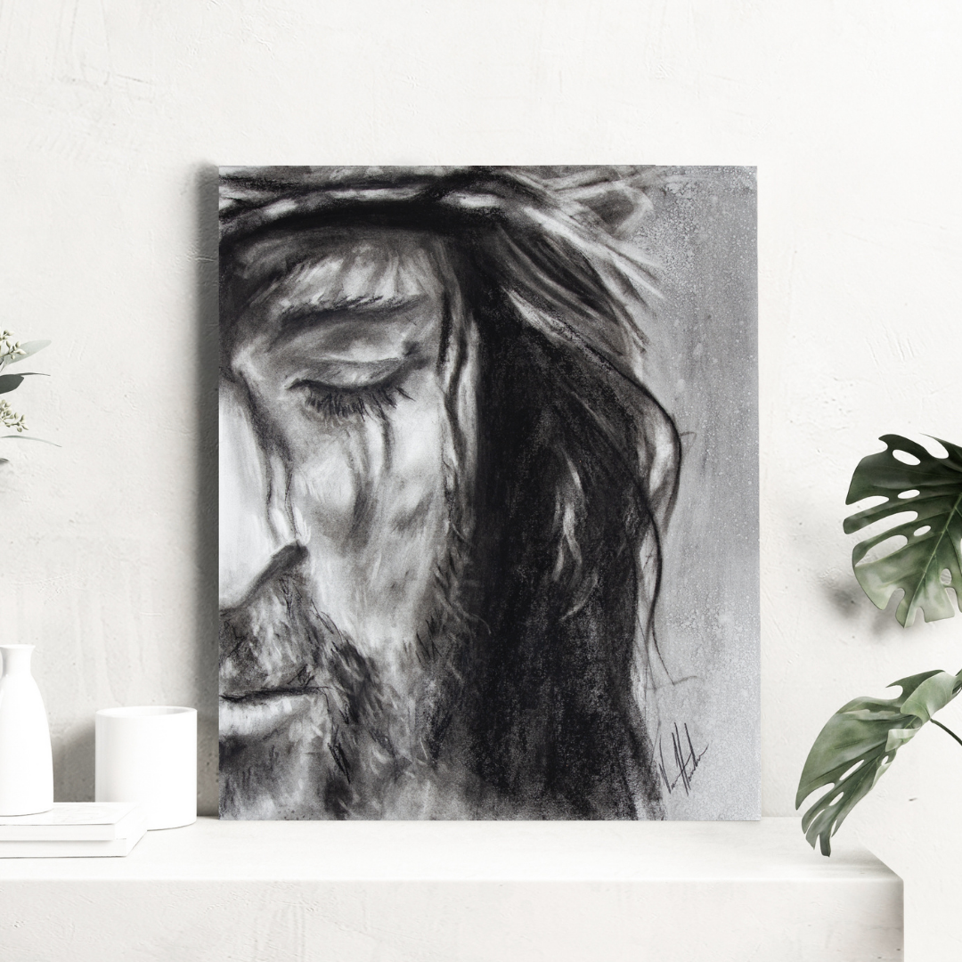 Compassionate Love (Sketch) (Hand Embellished Canvas Print) Jesus Art Print Vanessa Horabuena