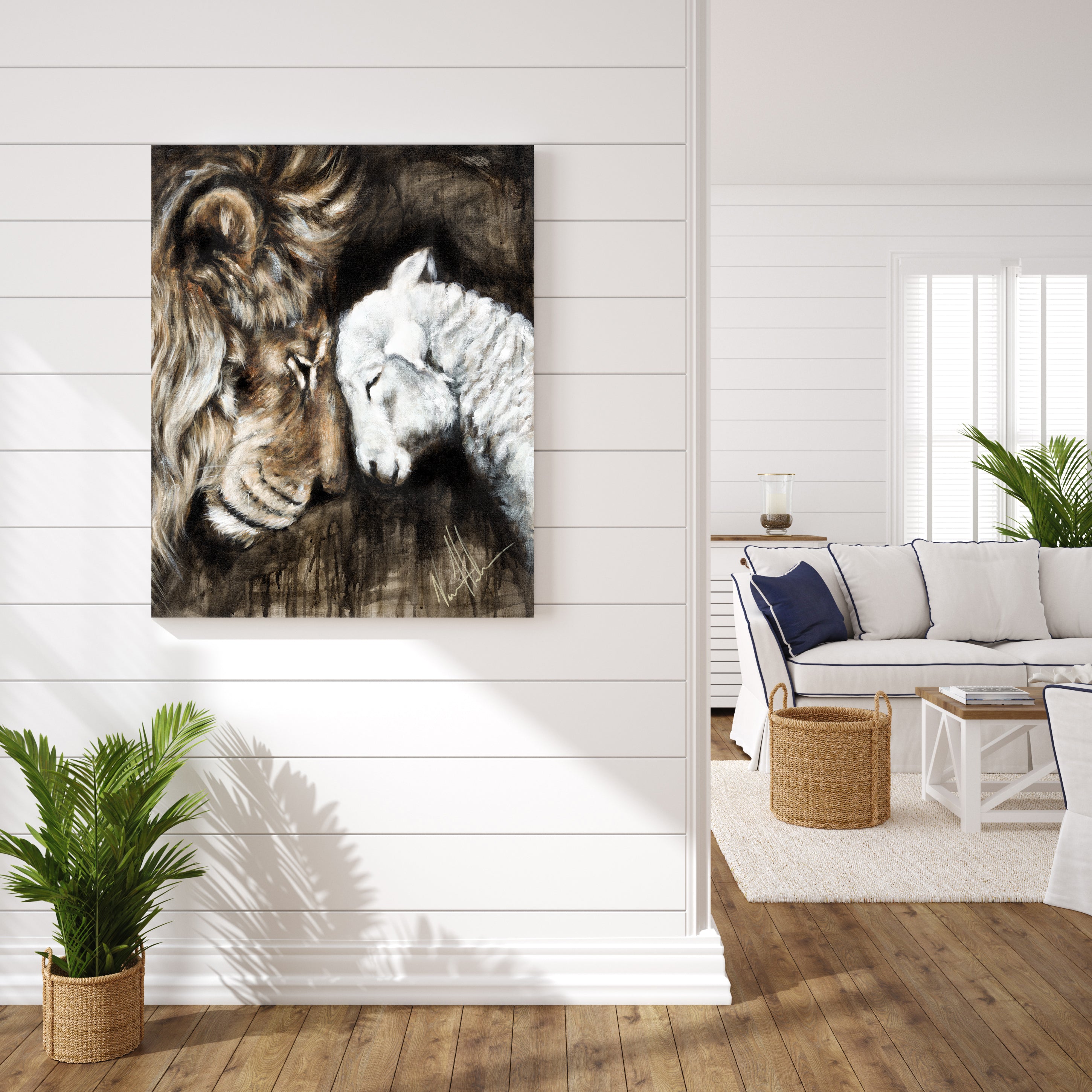 Compassion of a King (Hand Embellished Canvas Print) Lion Art Print Vanessa Horabuena