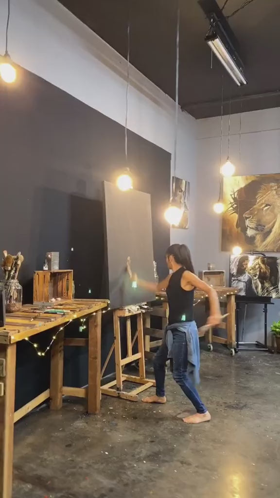 Compassion of a King (Hand Embellished Canvas Print) Lion Art Print Vanessa Horabuena