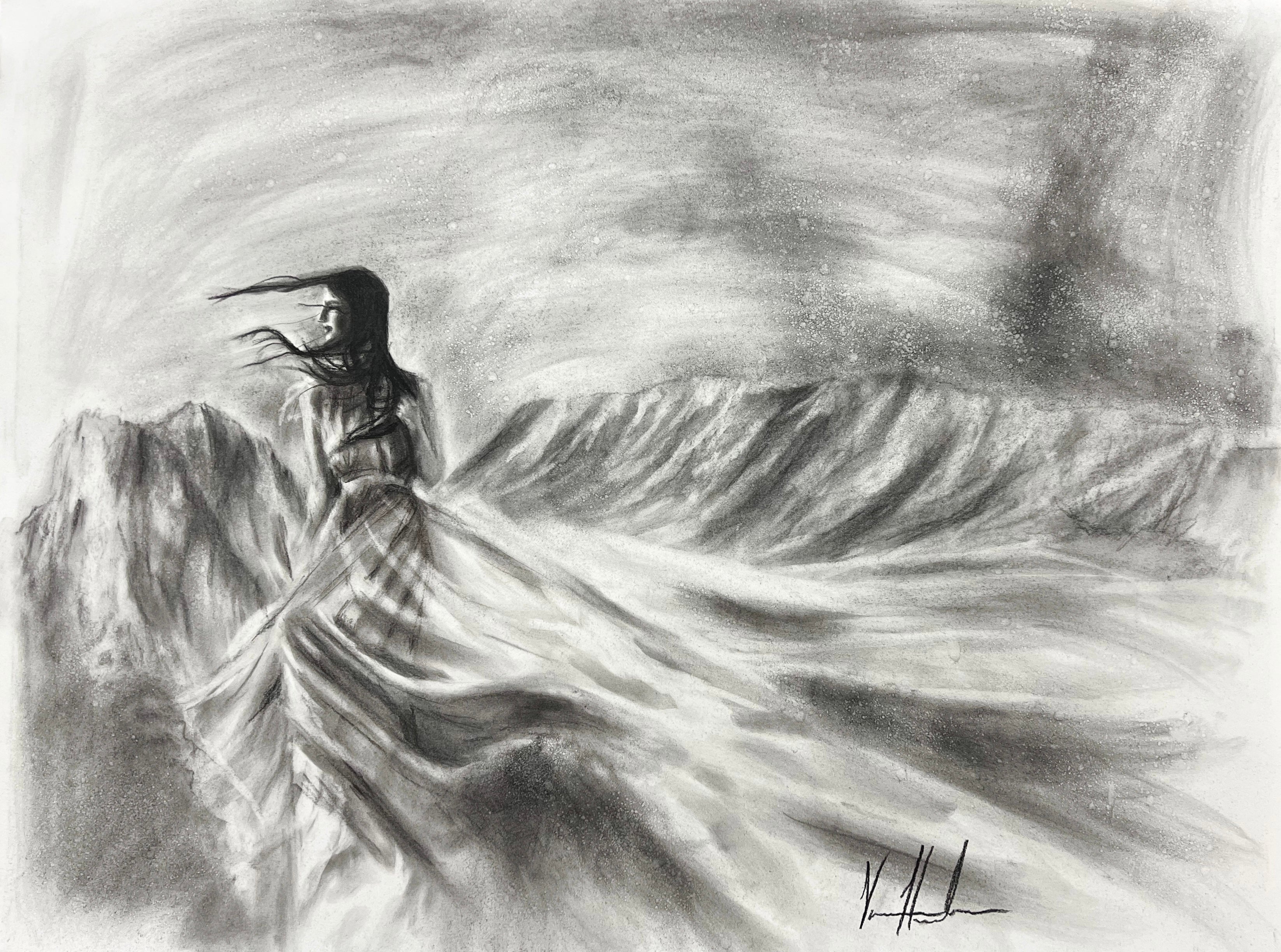 Draw Near to Me (Sketch)(Hand Embellished Canvas Print) Women's Art Print Vanessa Horabuena