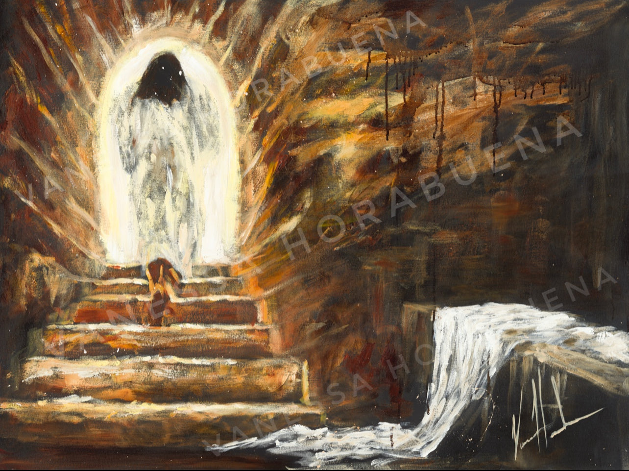 The Empty Tomb (Hand Embellished Canvas Print) Jesus Art Print Vanessa Horabuena