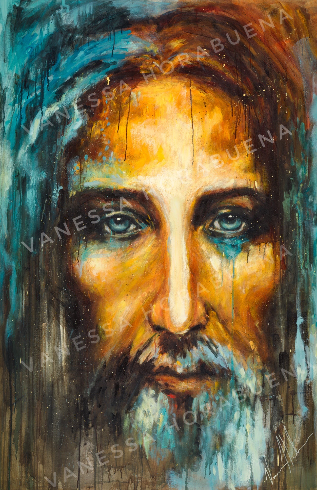 A River of Grace (Hand Embellished Canvas Print) Jesus Art Print Vanessa Horabuena