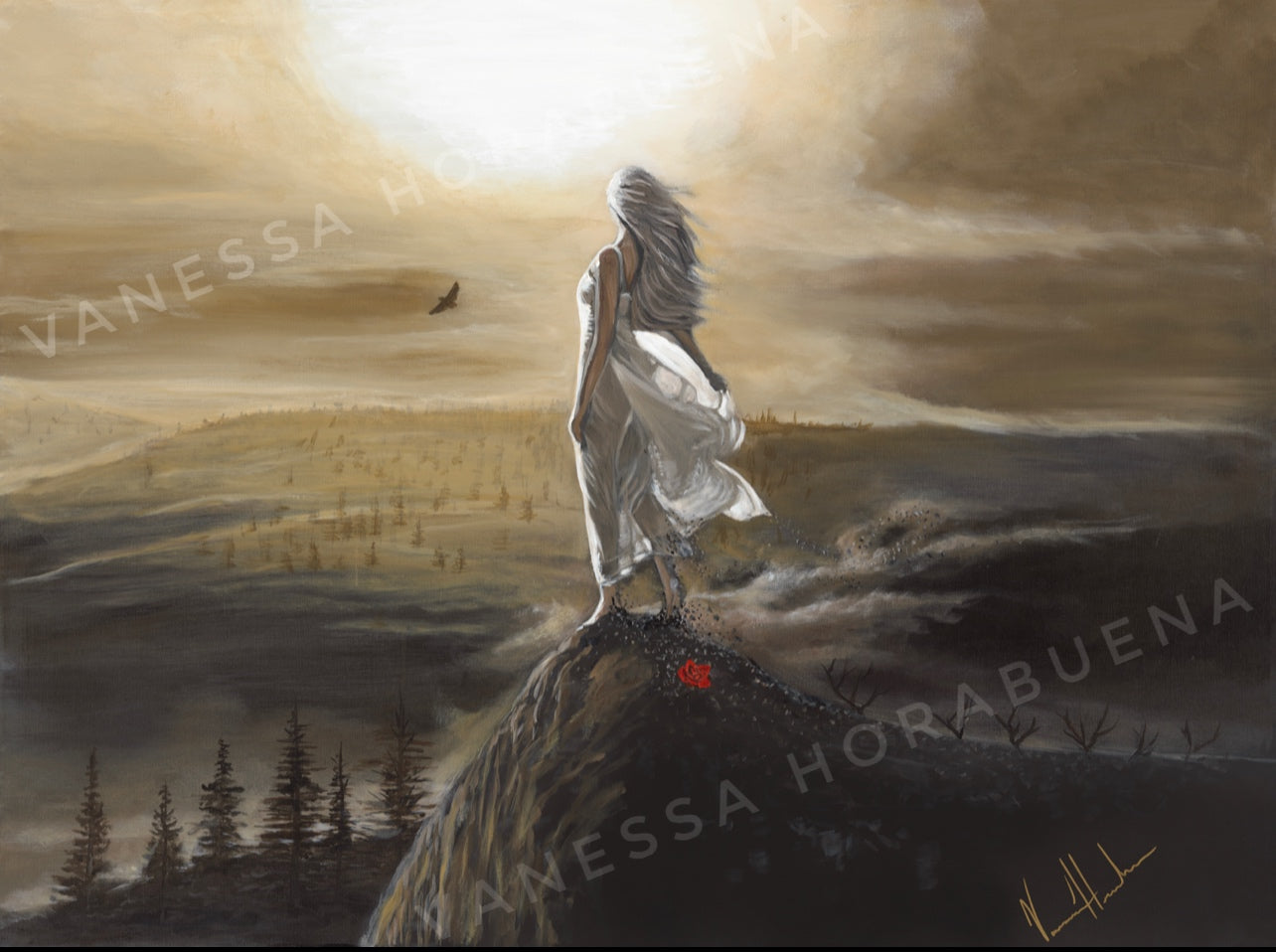 Beauty for Ashes (Hand Embellished Canvas Print) Women's Art Print Vanessa Horabuena