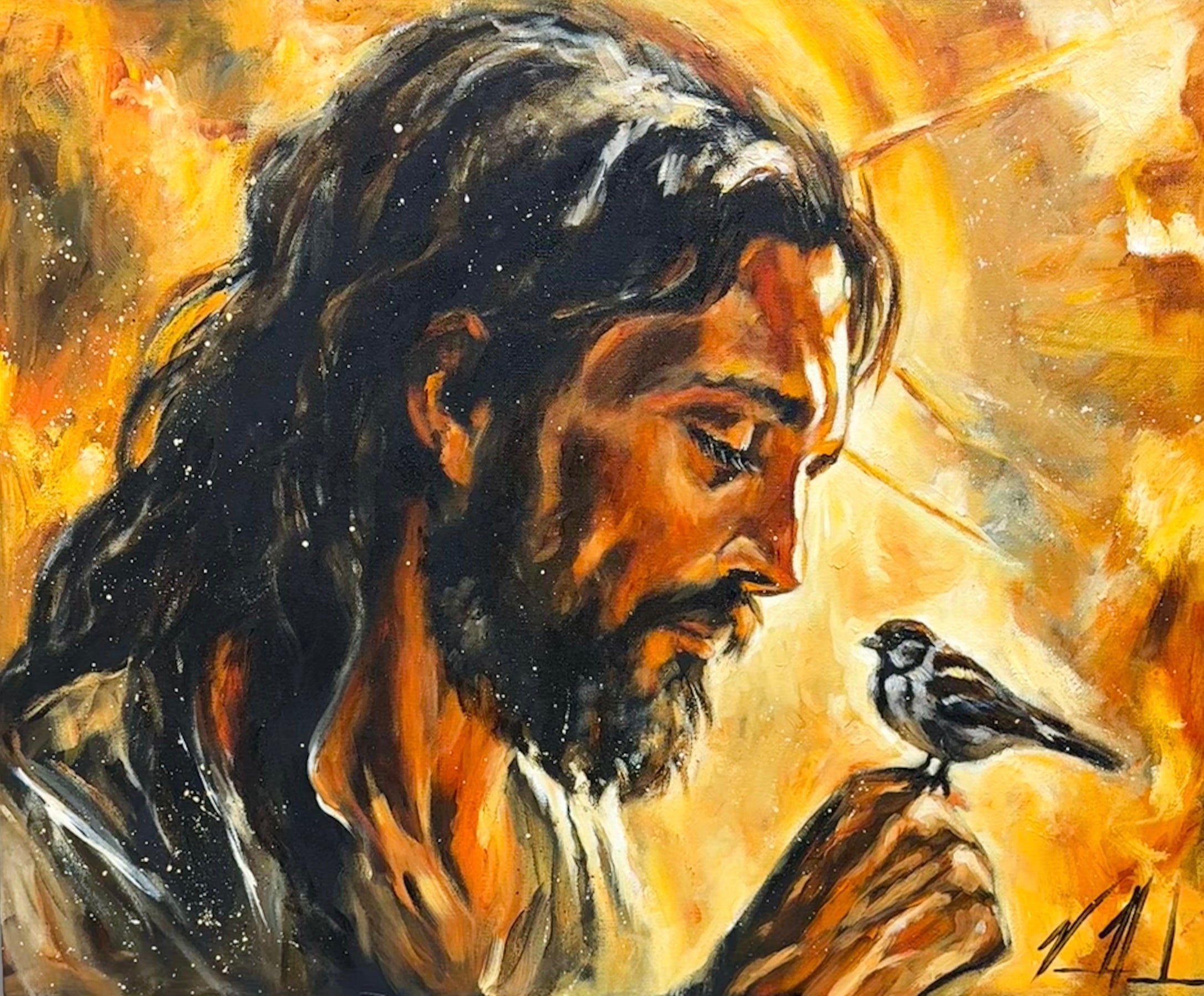 He Watches Over You - 24”x30” Original Acrylic Painting Original Painting Vanessa Horabuena