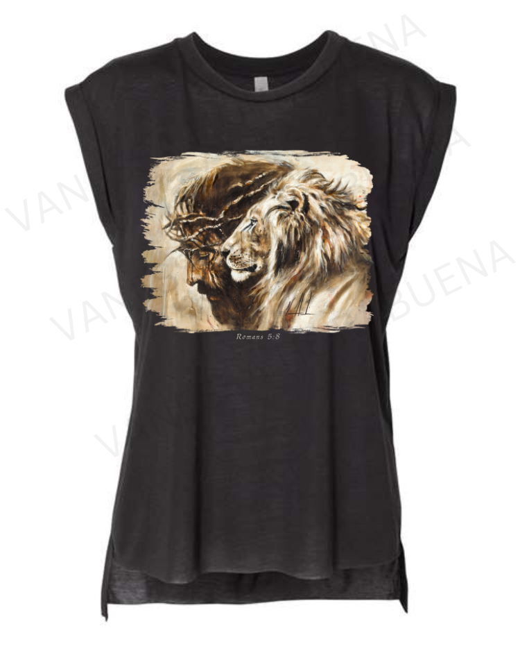 Heaven's Grace - Ladies Rolled Sleeve Muscle T-Shirt Vanessa Horabuena Black Small