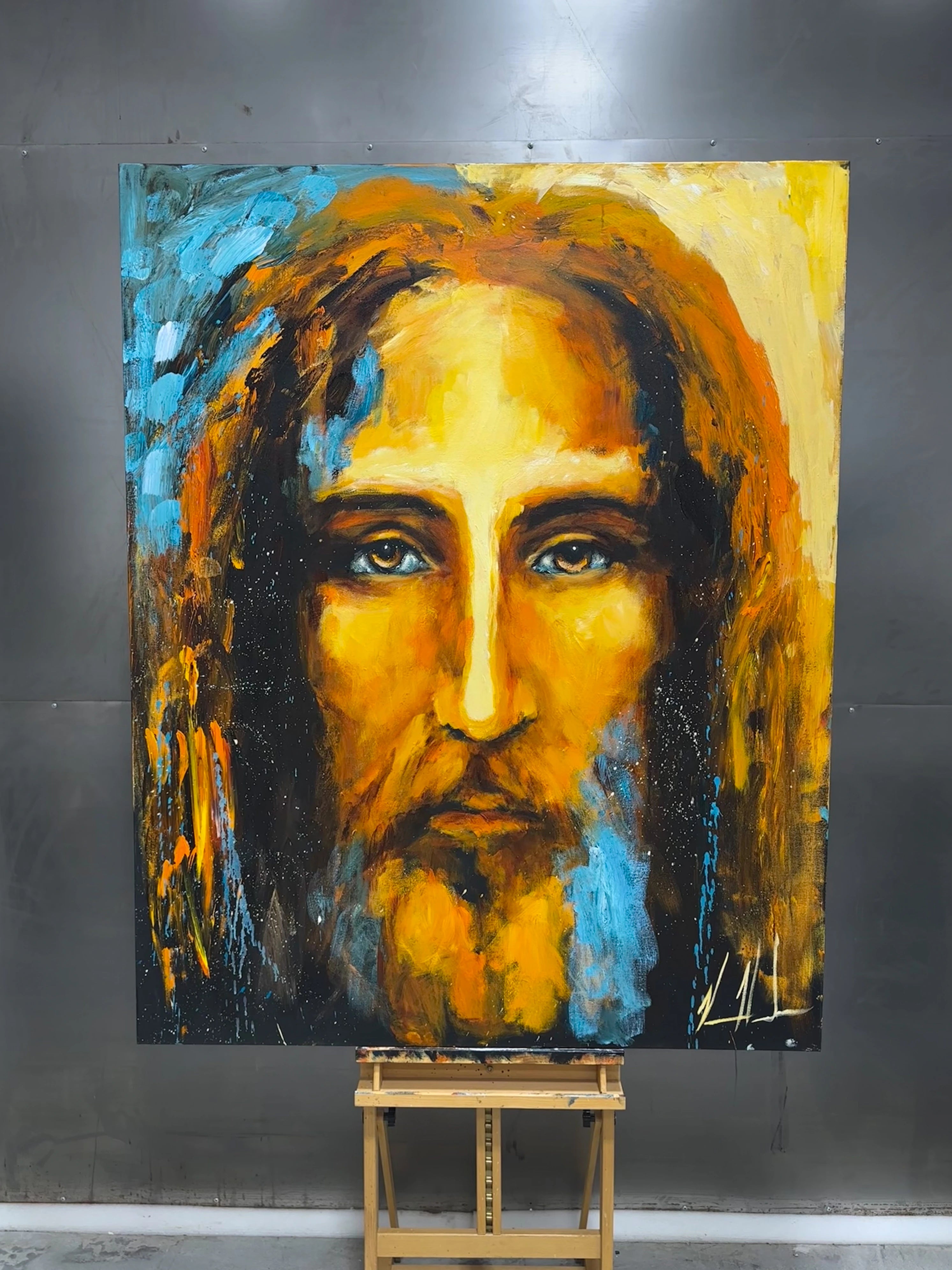 The Shroud of Turin - 48”x60” Original Acrylic Painting - LIVE Event Painting