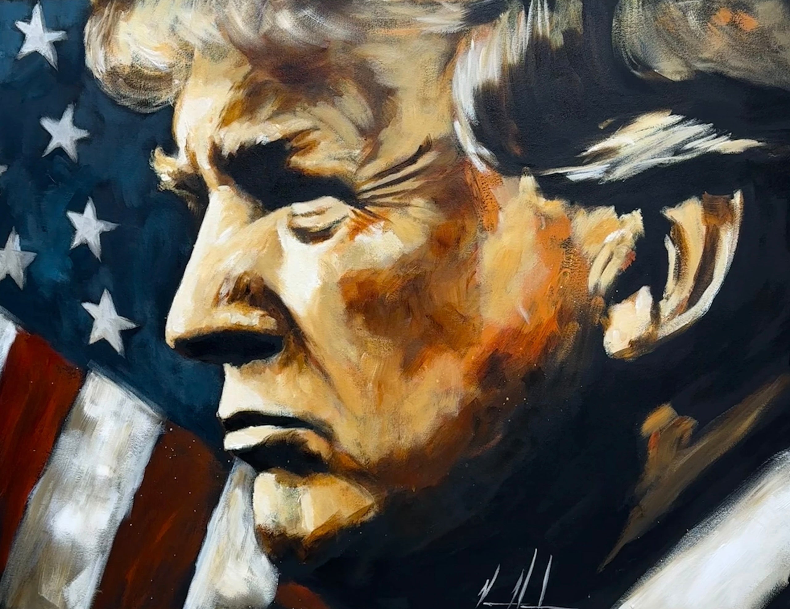 Donald Trump Portrait - The Fight for America - 36”x48” Original Acrylic Painting