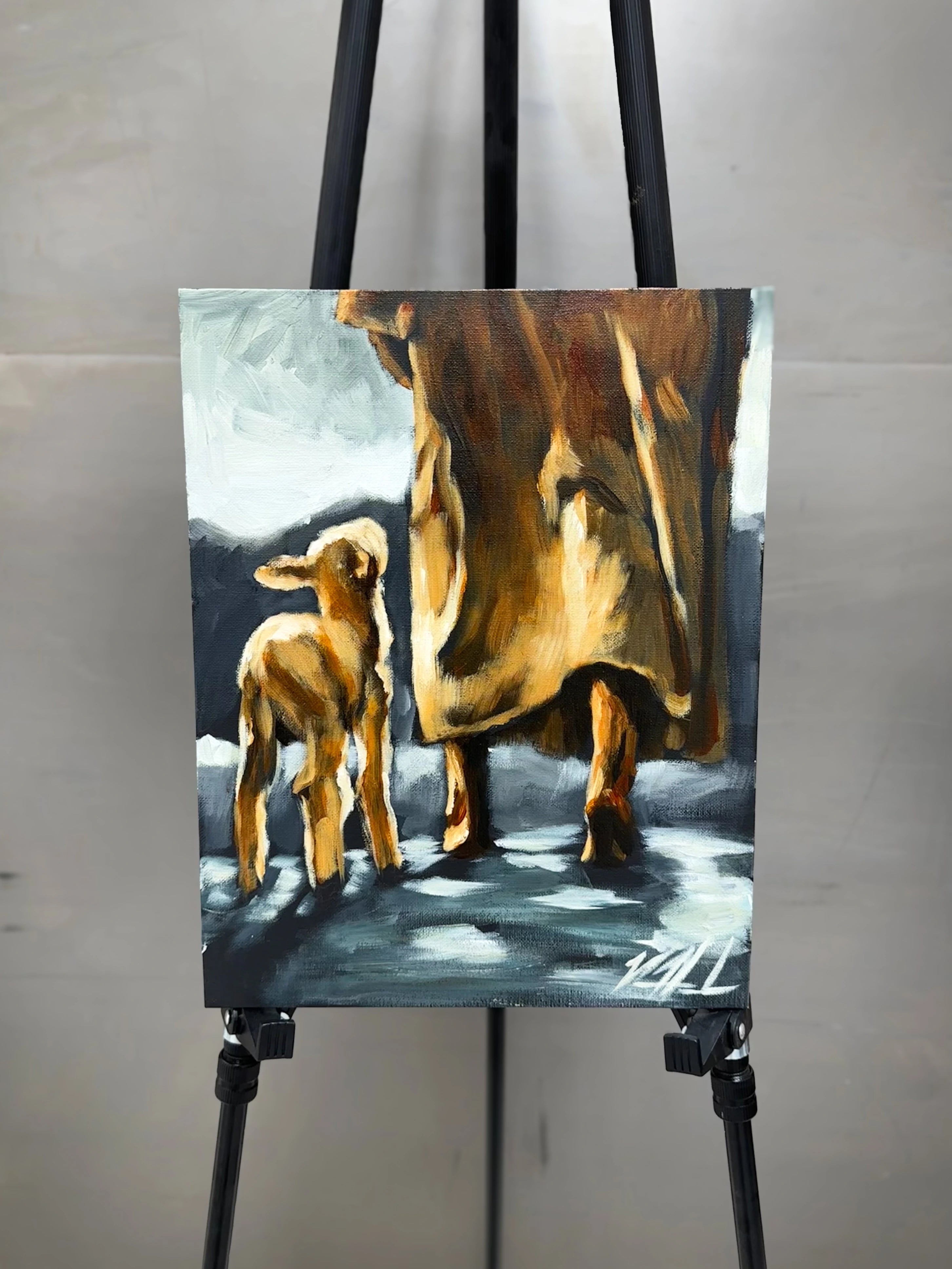 My Sheep Listen to My Voice - 11”x14” Original Acrylic Painting Original Painting Vanessa Horabuena