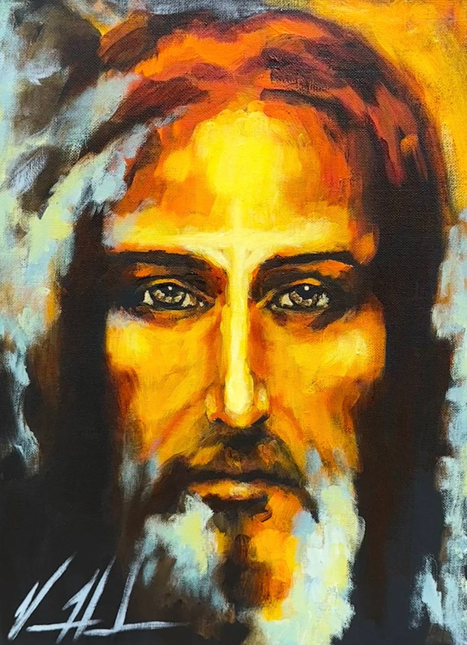 The Shroud of Turin - 12”x16” Original Acrylic Painting Original Painting Vanessa Horabuena