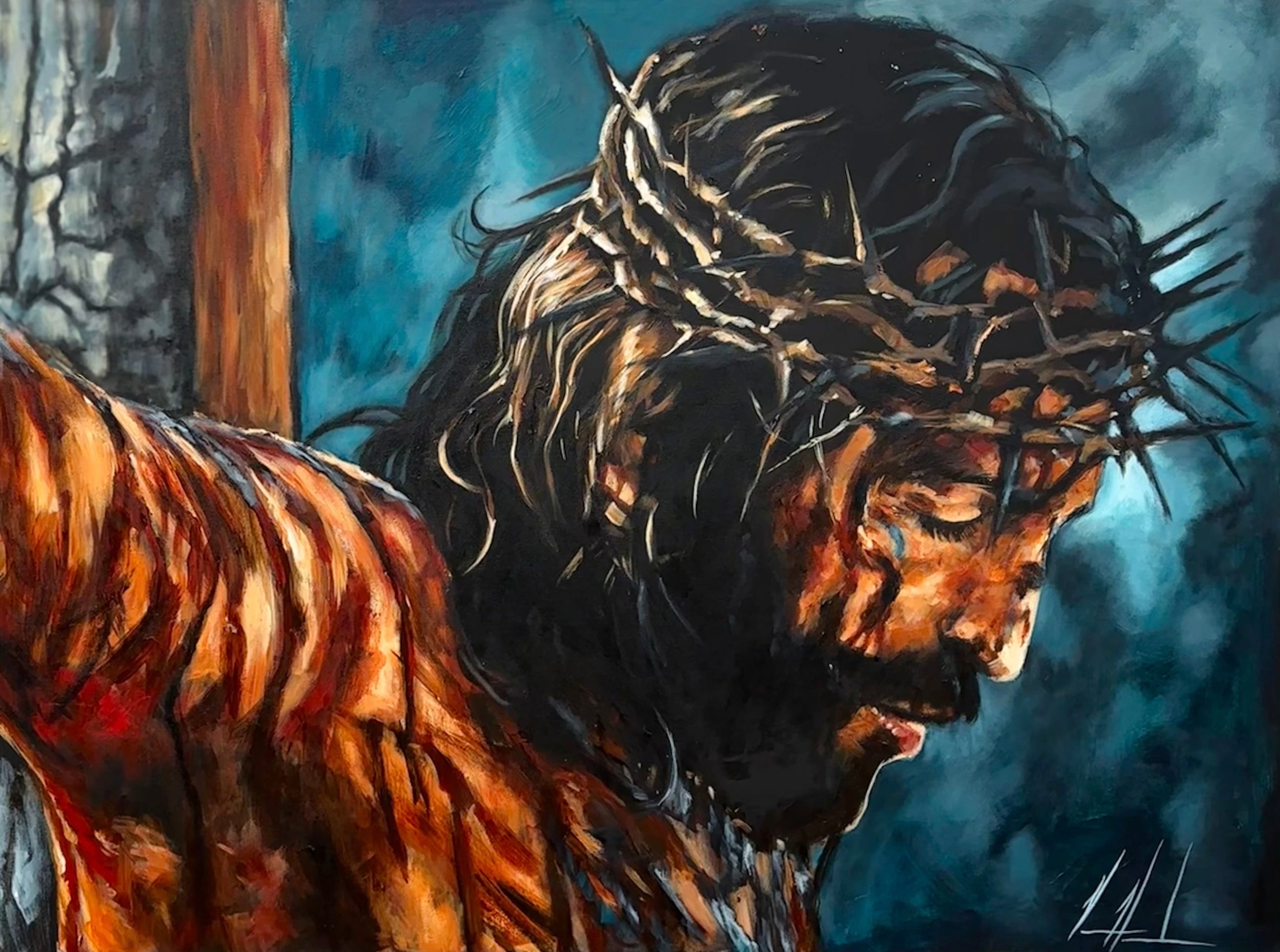 By His Wounds, We Are Healed - 36”x48” Original Acrylic Painting Original Painting Vanessa Horabuena