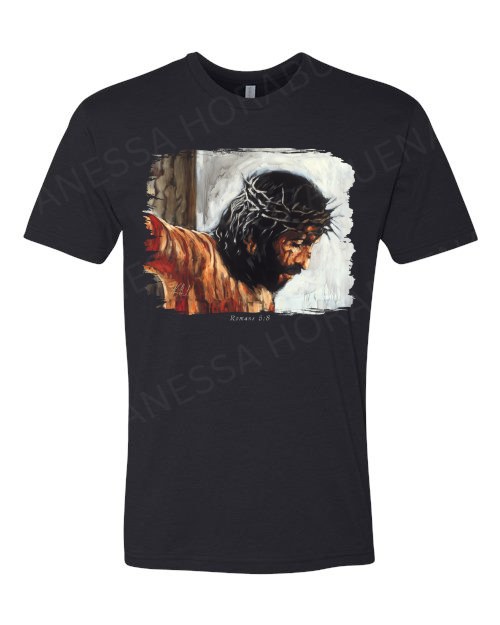 By His Wounds We Are Healed (White Background) - Unisex T-Shirt Vanessa Horabuena Short Sleeve Black Small