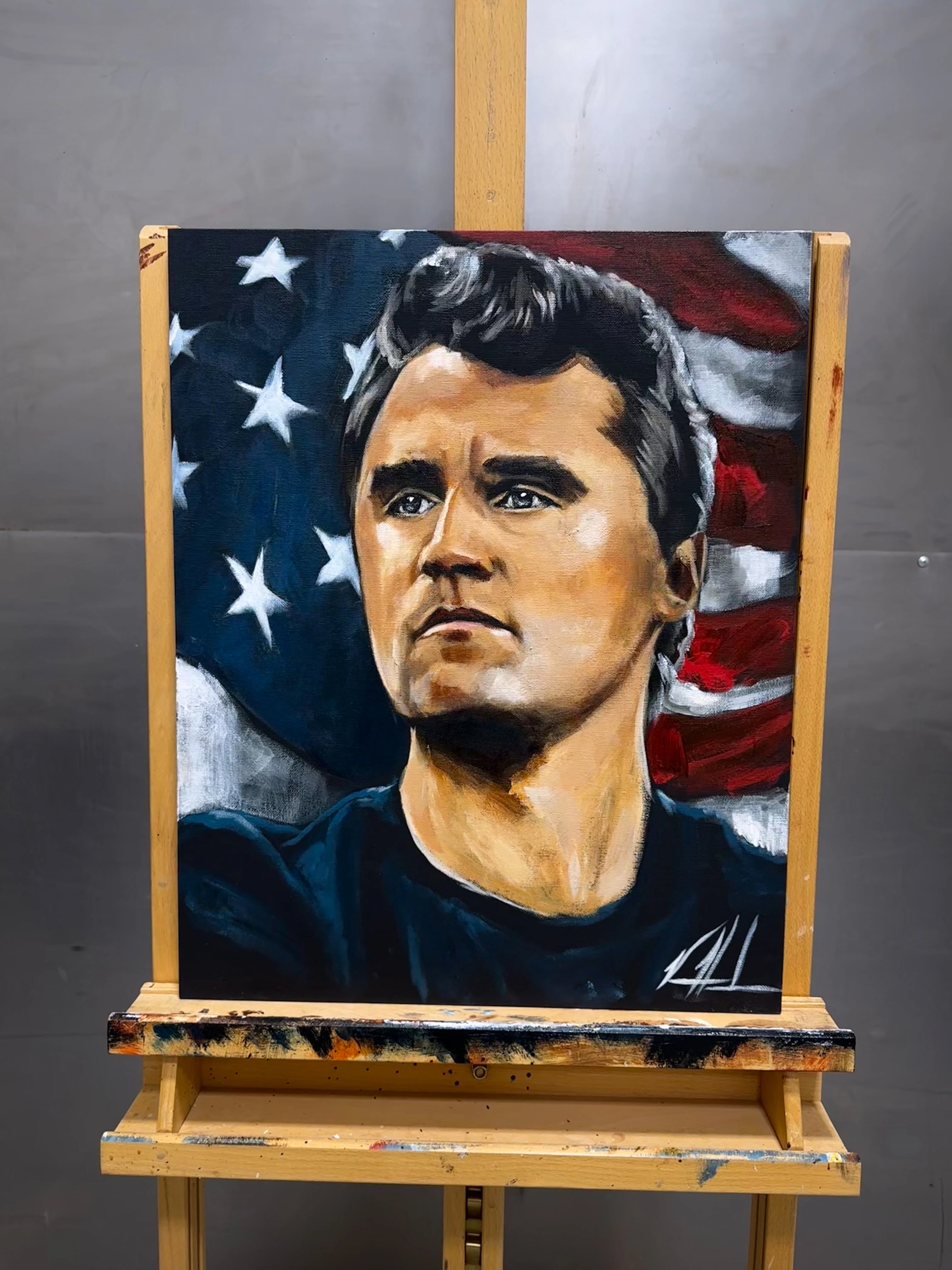 Charlie Kirk - The American Martyr - 16”x20” Original Acrylic Painting - Practice Painting #3