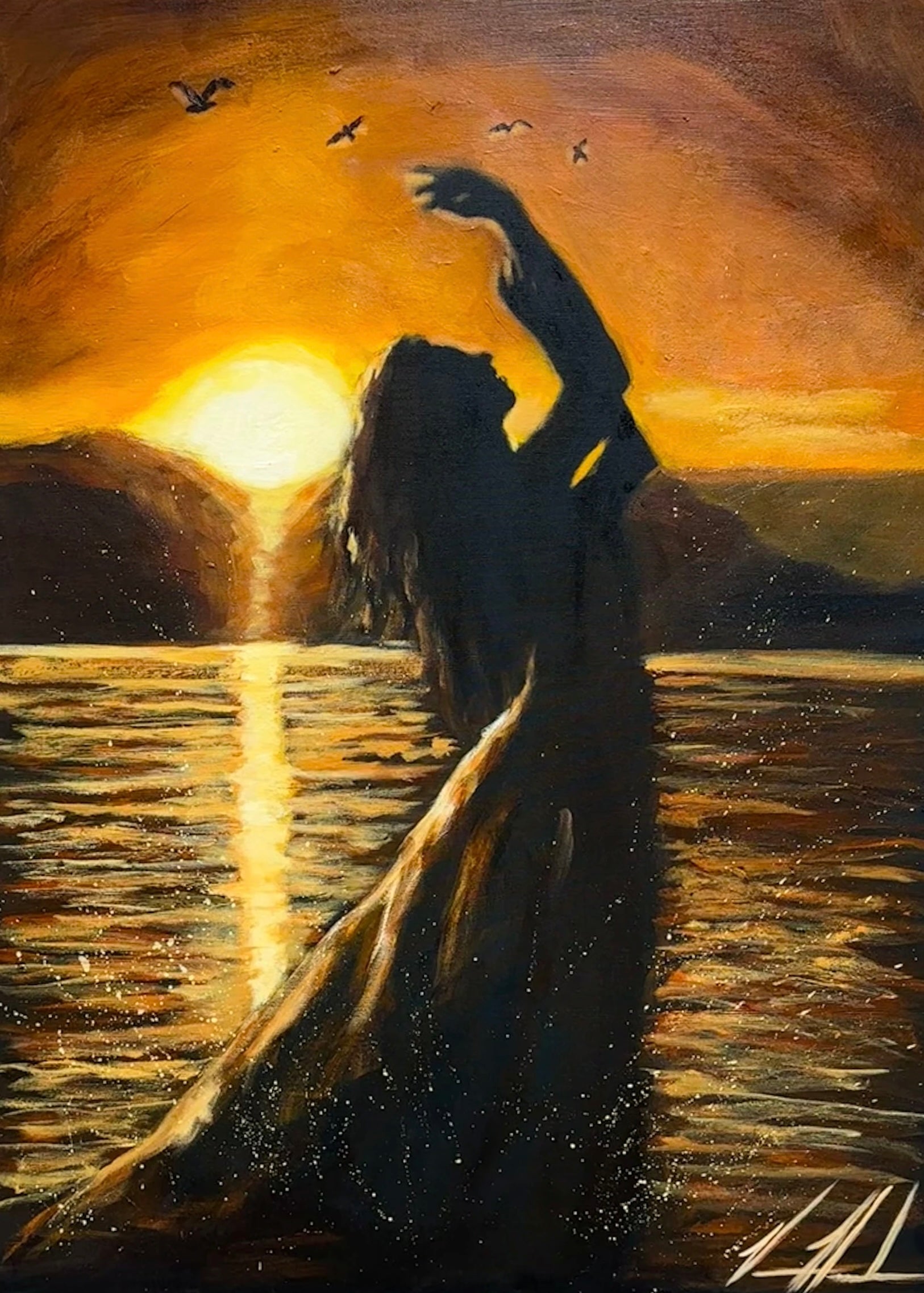 Upon the Waters - 30”x40” Original Acrylic Painting - LIVE WORSHIP PAINTING Original Painting Vanessa Horabuena