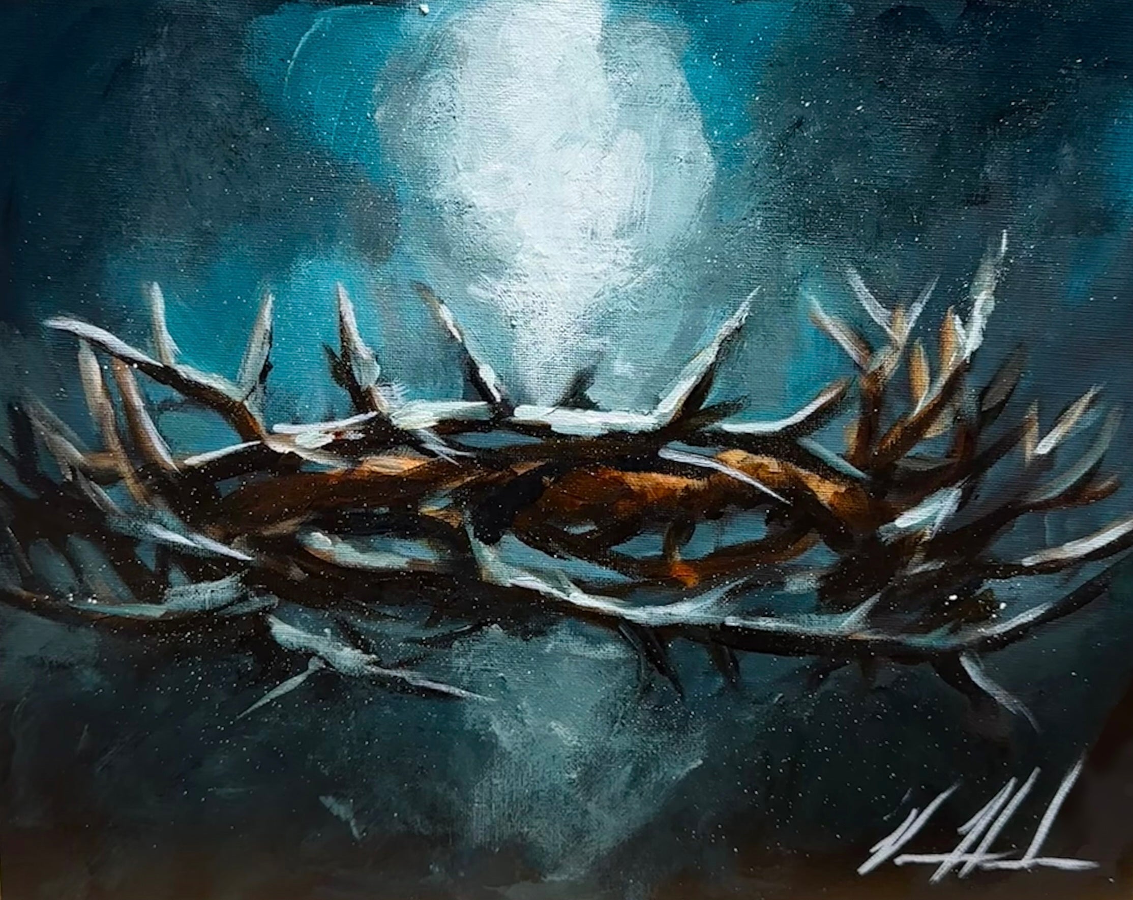 Crown of Thorns - 11”x14” Original Acrylic Painting Original Painting Vanessa Horabuena
