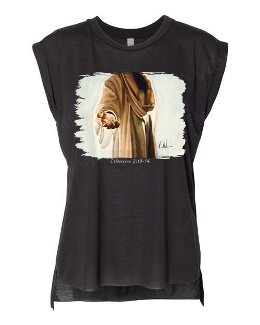 Beckoning - Ladies Rolled Sleeve Muscle T-Shirt Vanessa Horabuena Black Small