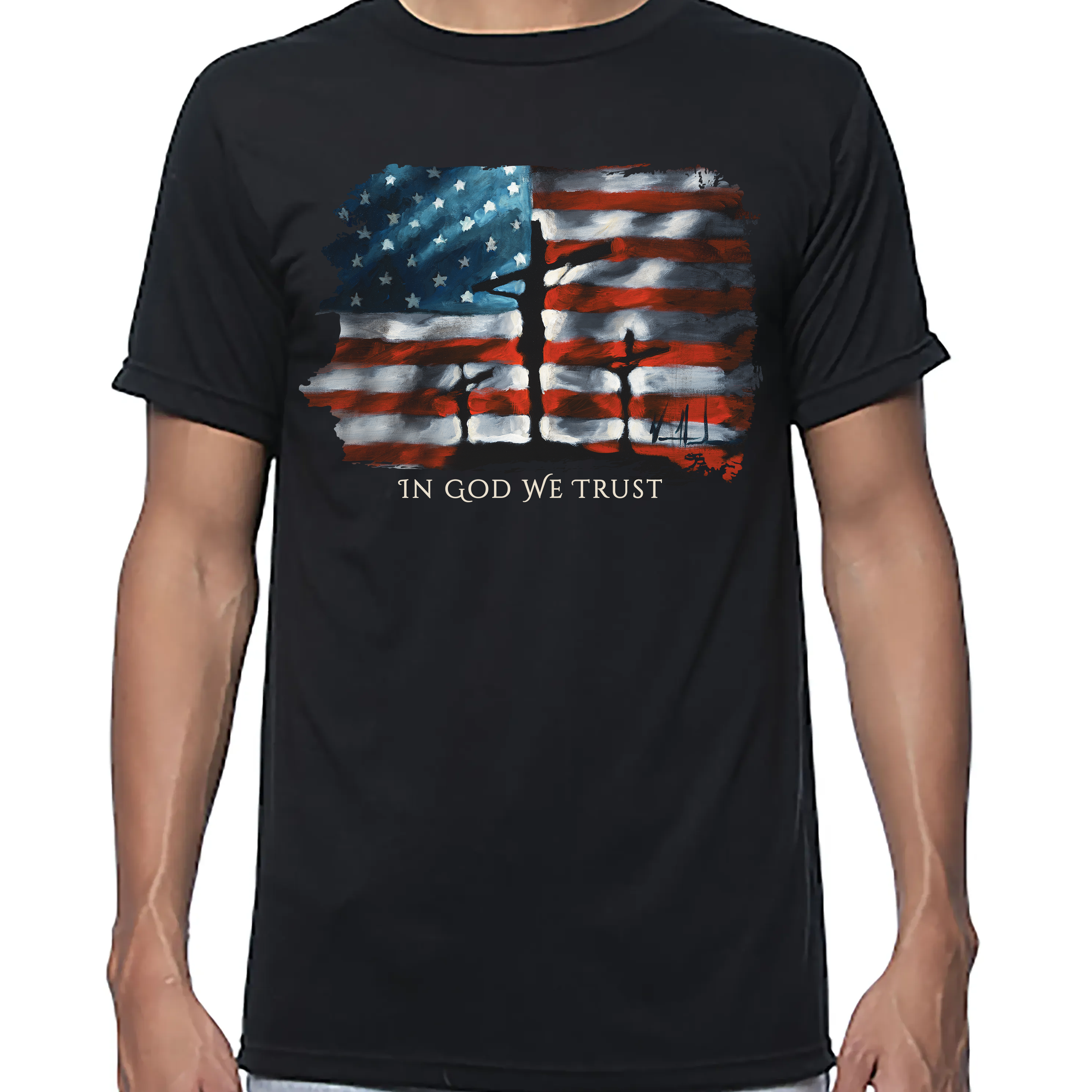 In God We Trust - 4th of July - Unisex T (Premium Organic Fabric) Vanessa Horabuena Bamboo Black Small