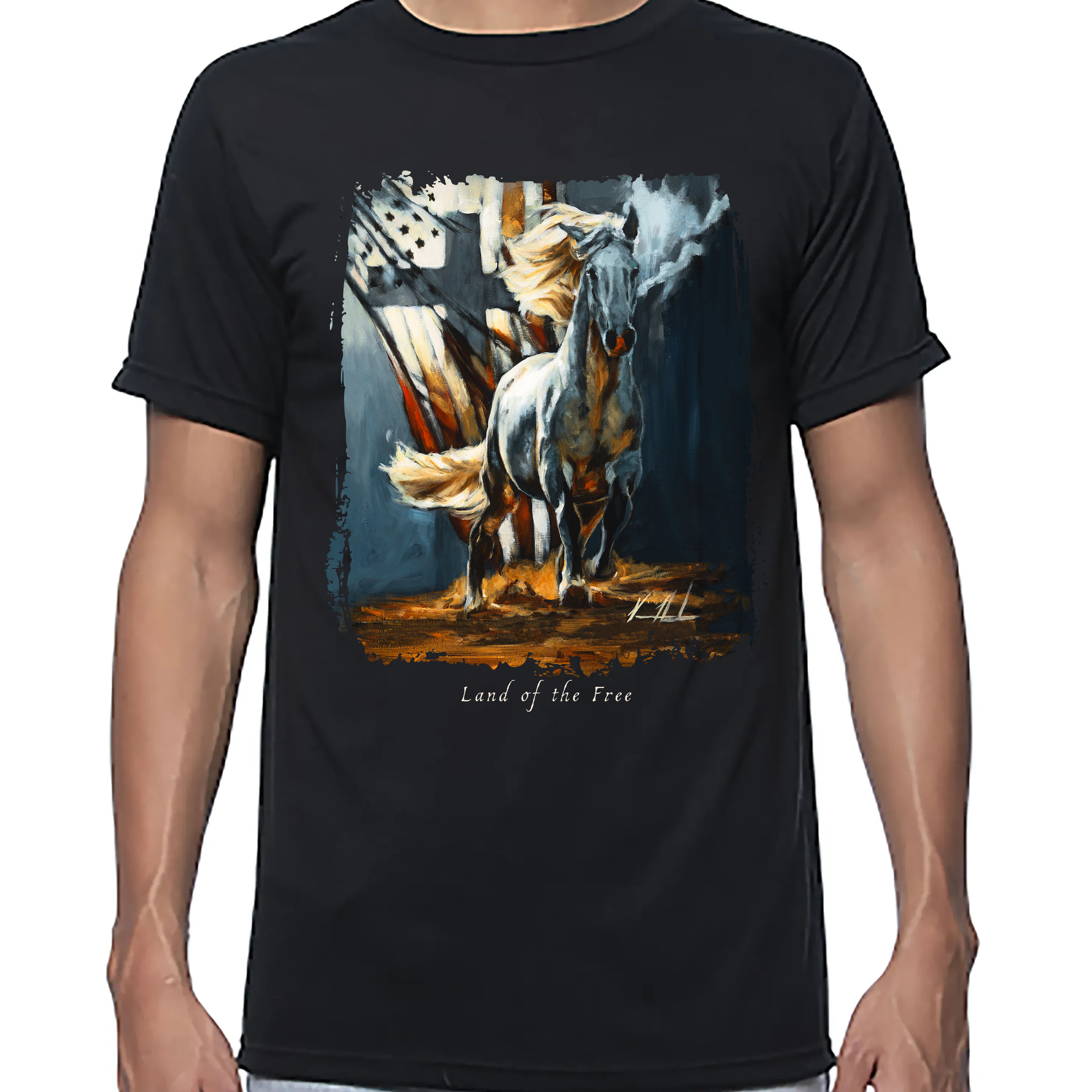 Unisex T Organic Bamboo - Land of the Free - 4th of July Organic Bamboo Vanessa Horabuena Short Sleeve Eclipse (Black) XS