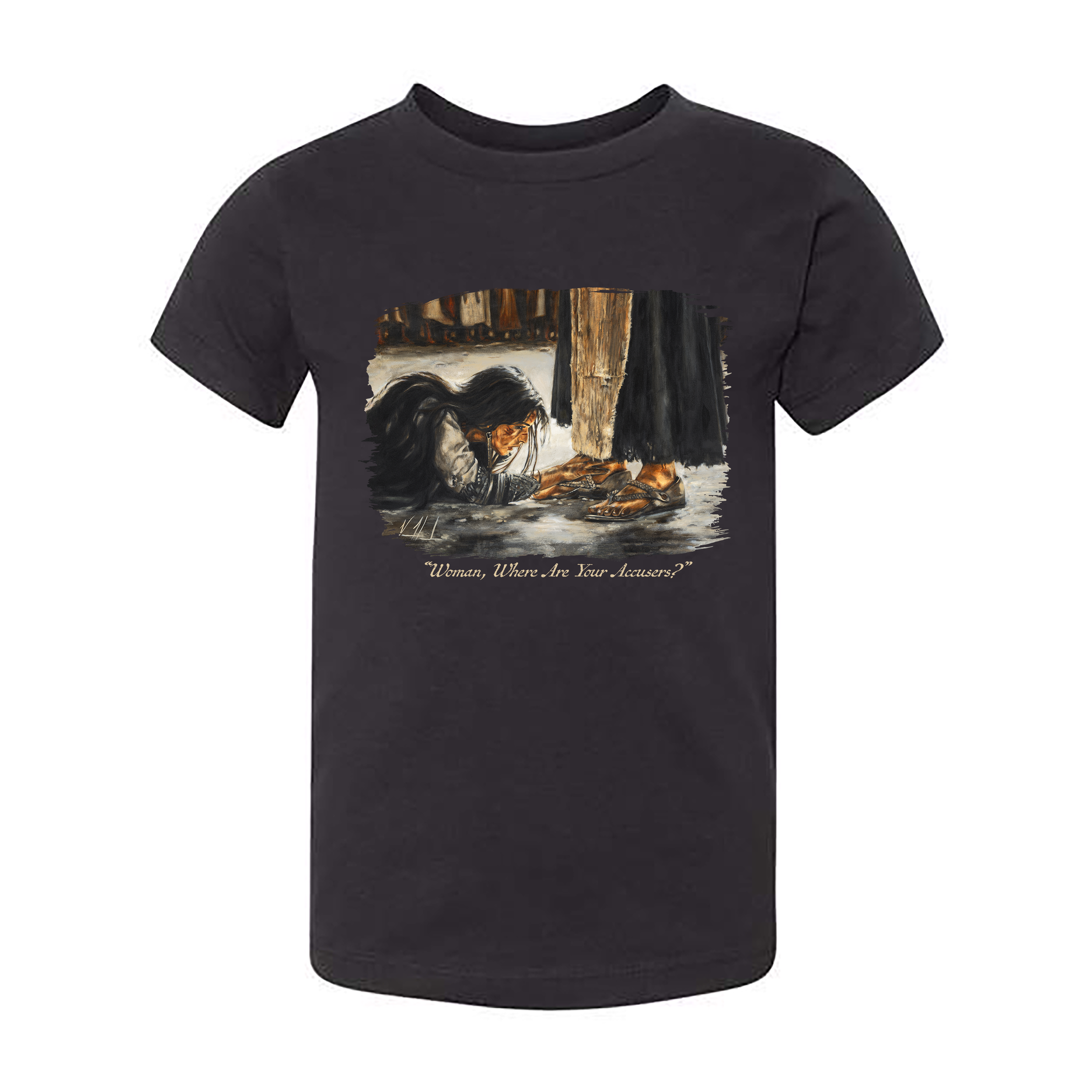 Kids T - “Woman, Where Are Your Accusers?" -(Organic Cotton) Organic Cotton Vanessa Horabuena Toddler Black 2T