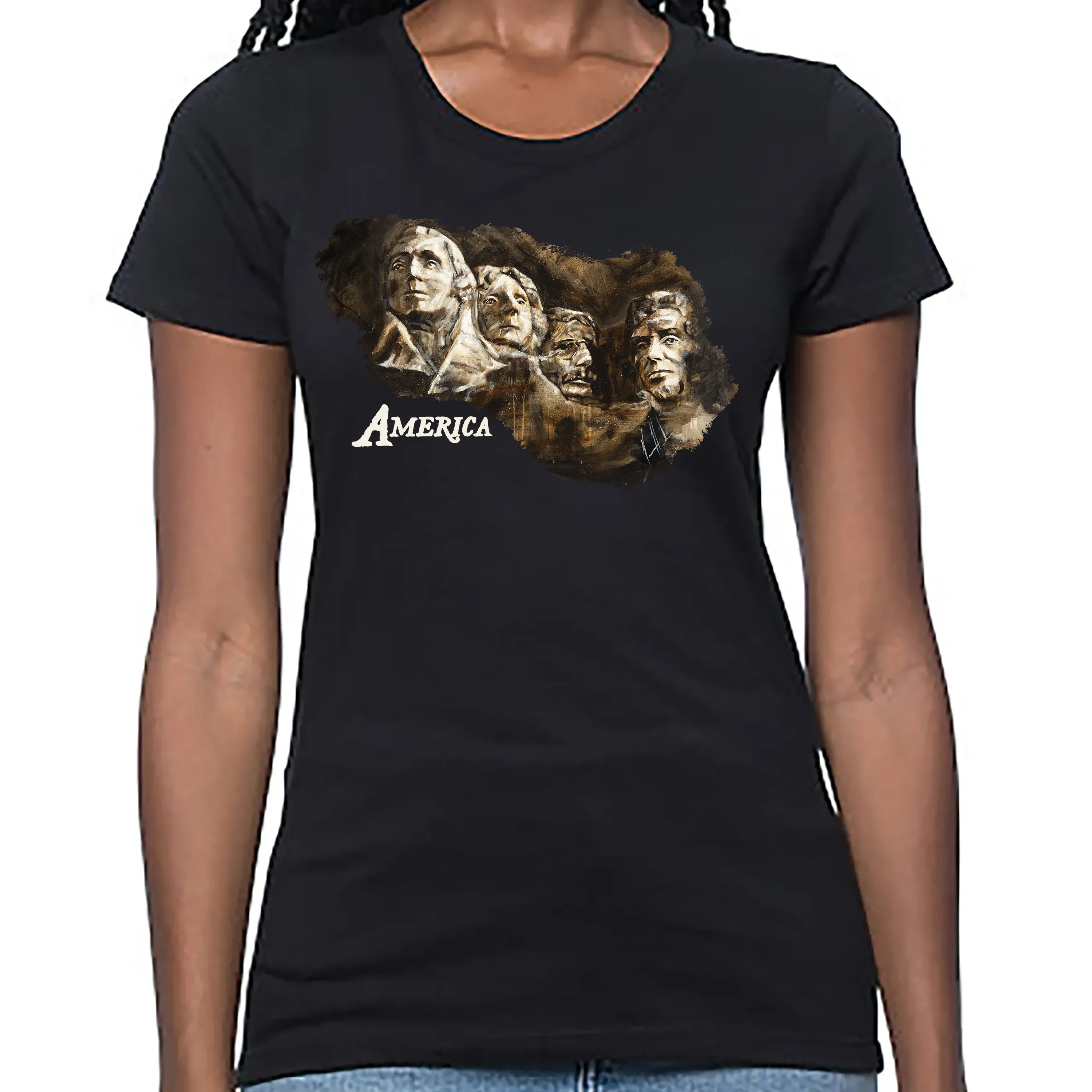 Women's T (Organic Bamboo) - Legends of Freedom - 4th of July Organic Bamboo Vanessa Horabuena Short Sleeve Eclipse (Black) XS