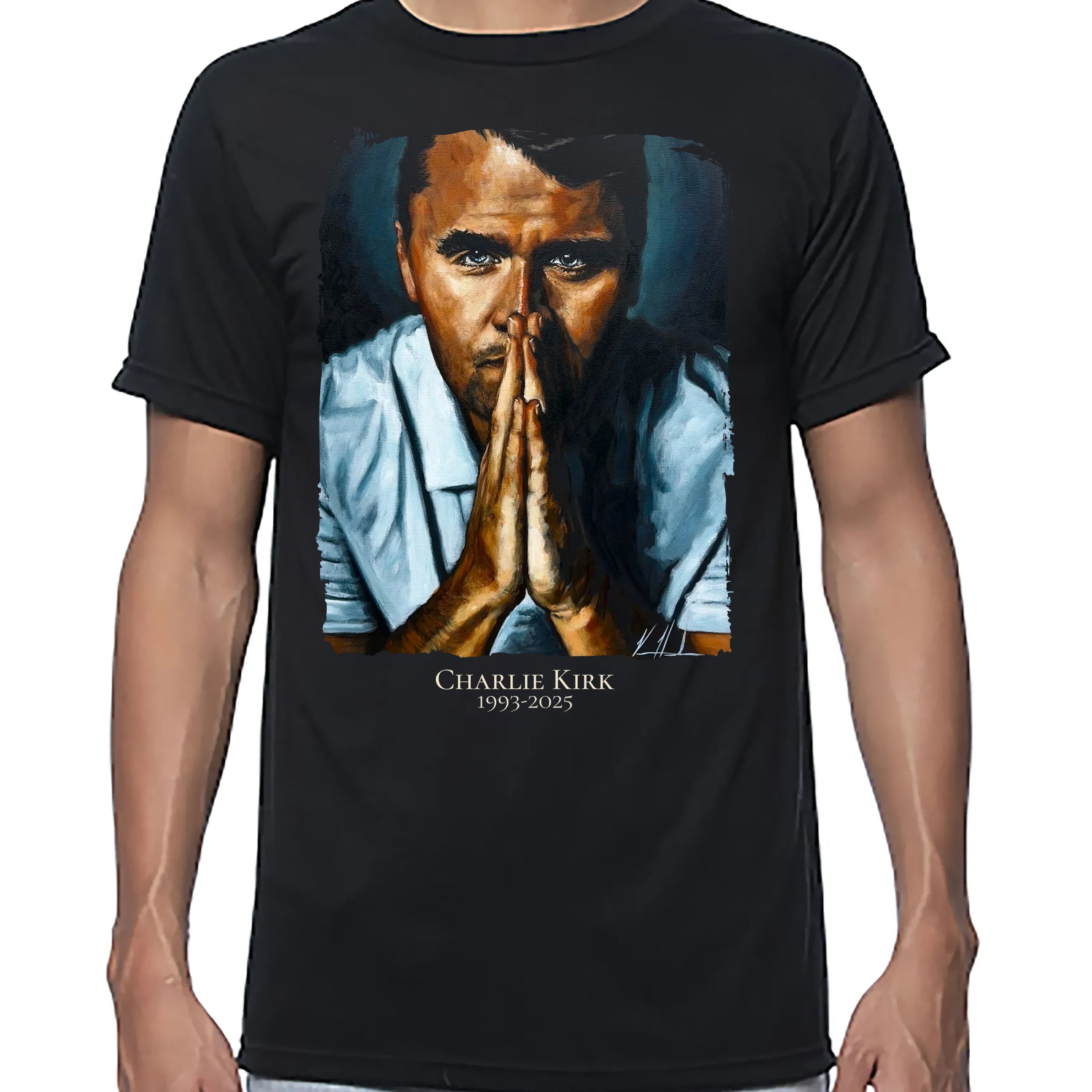 (PRE-ORDER) Charlie Kirk - A Hero's Tribute - Unisex T (Premium Organic Fabric) Vanessa Horabuena Bamboo Black Small