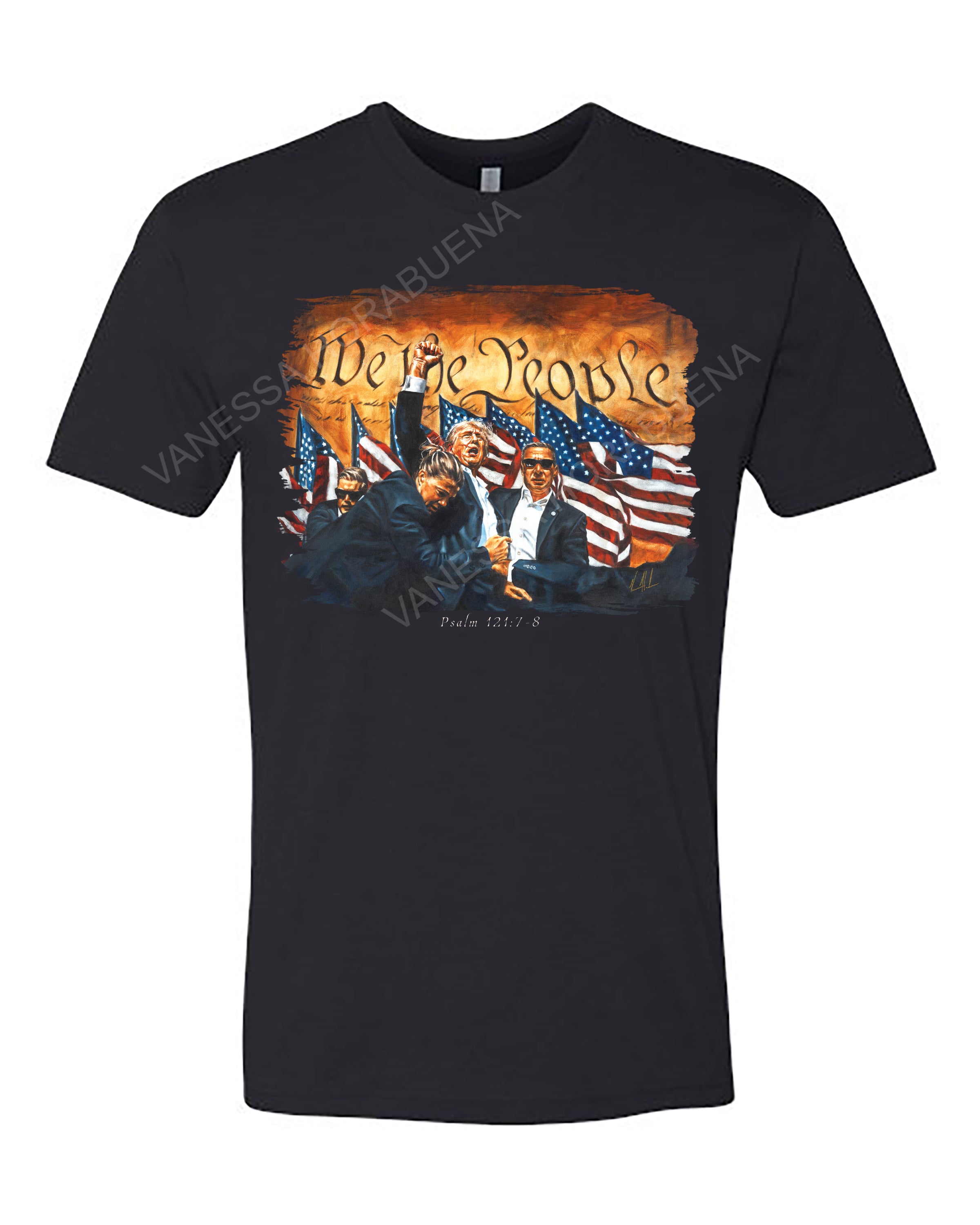 Fight For America - Unisex T-Shirt Vanessa Horabuena Short Sleeve Black Small