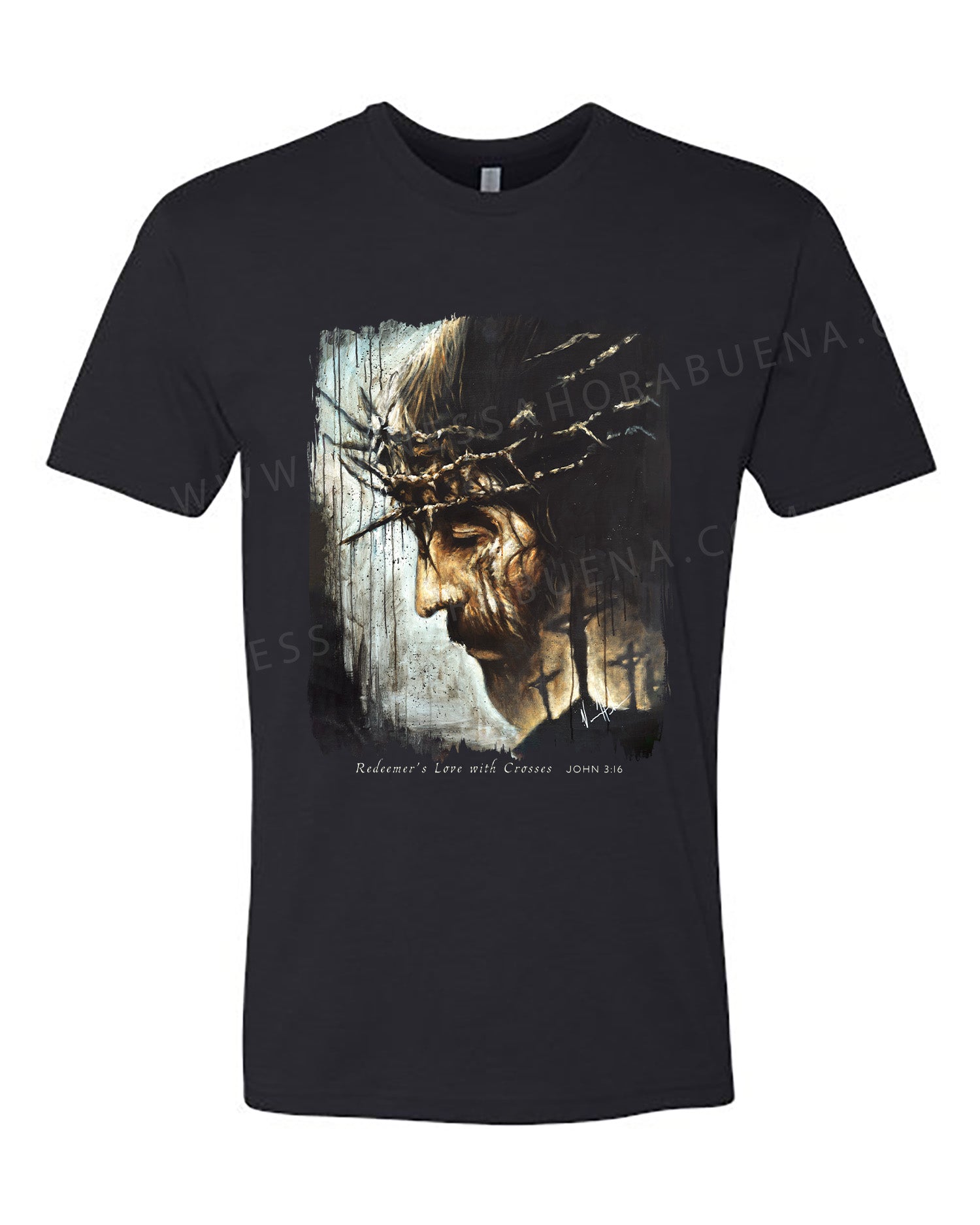 Redeemer's Love with Crosses - Unisex T-Shirt Vanessa Horabuena Short Sleeve Black Small