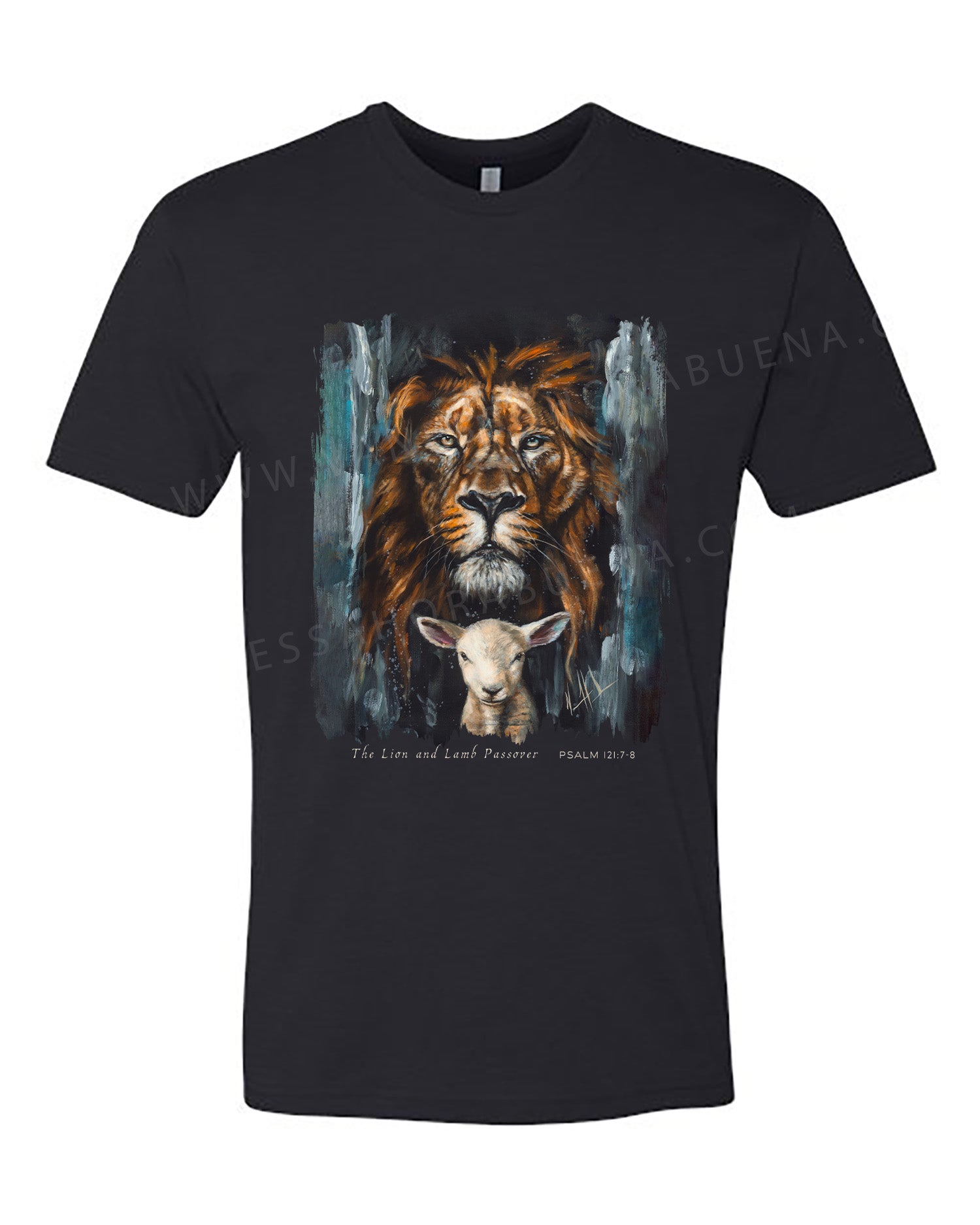 The Lion and Lamb Passover - Unisex T-Shirt Vanessa Horabuena Short Sleeve Black Small