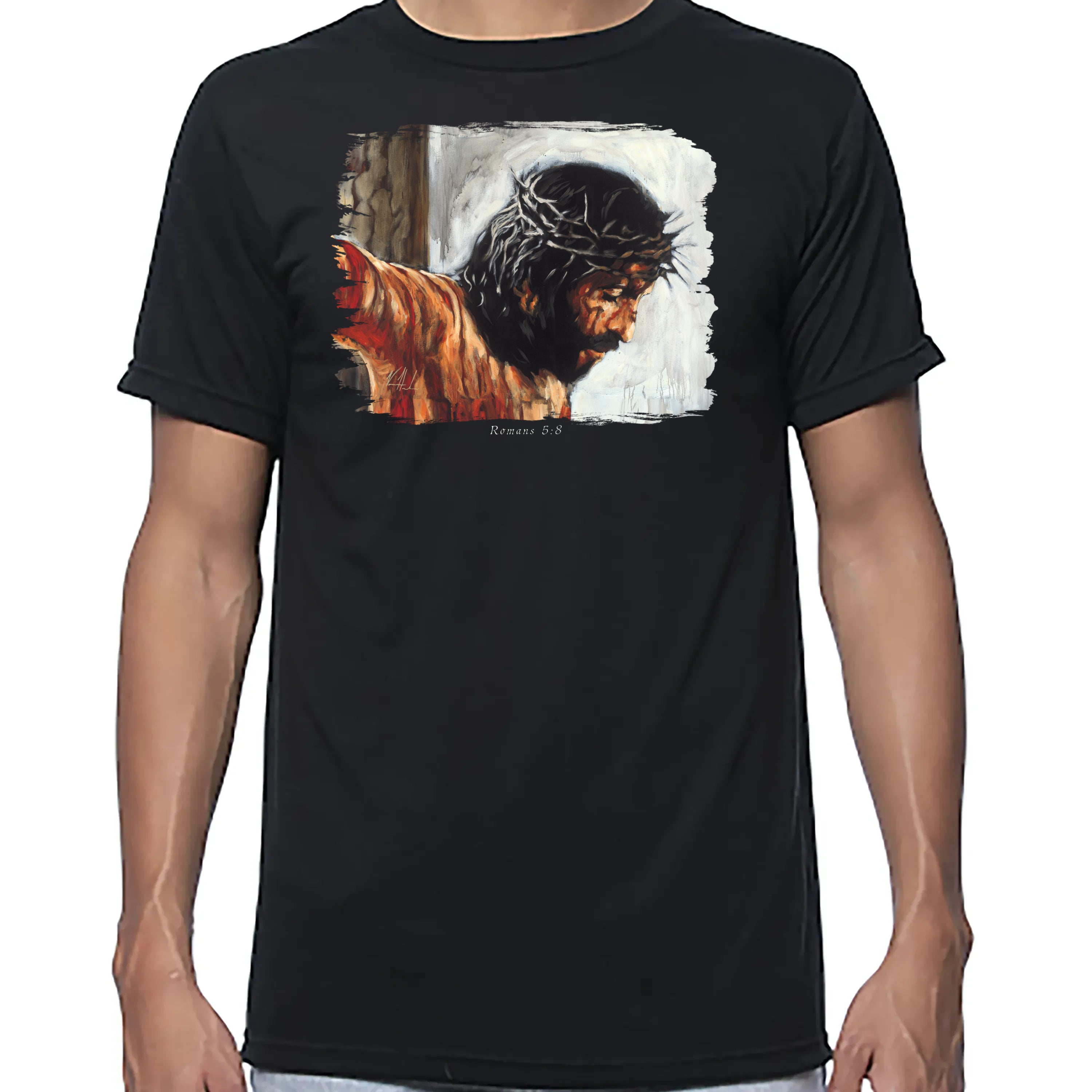 By His Wounds We Are Healed (White Background) - Unisex T (Organic Bamboo) Vanessa Horabuena Short Sleeve Eclipse (Black) XS