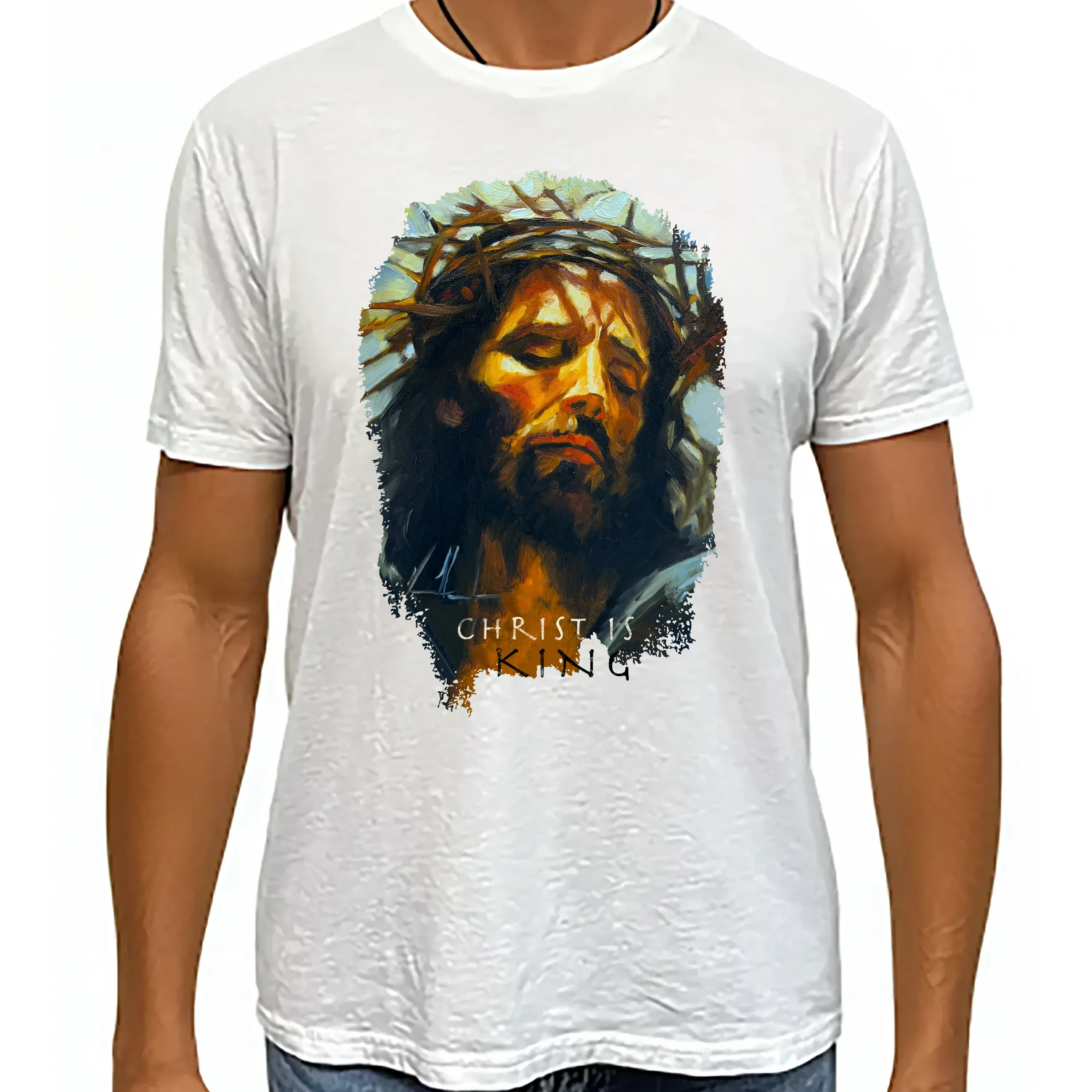 Christ is King - Unisex T (Organic Bamboo) Vanessa Horabuena Short Sleeve Frost (White) XS