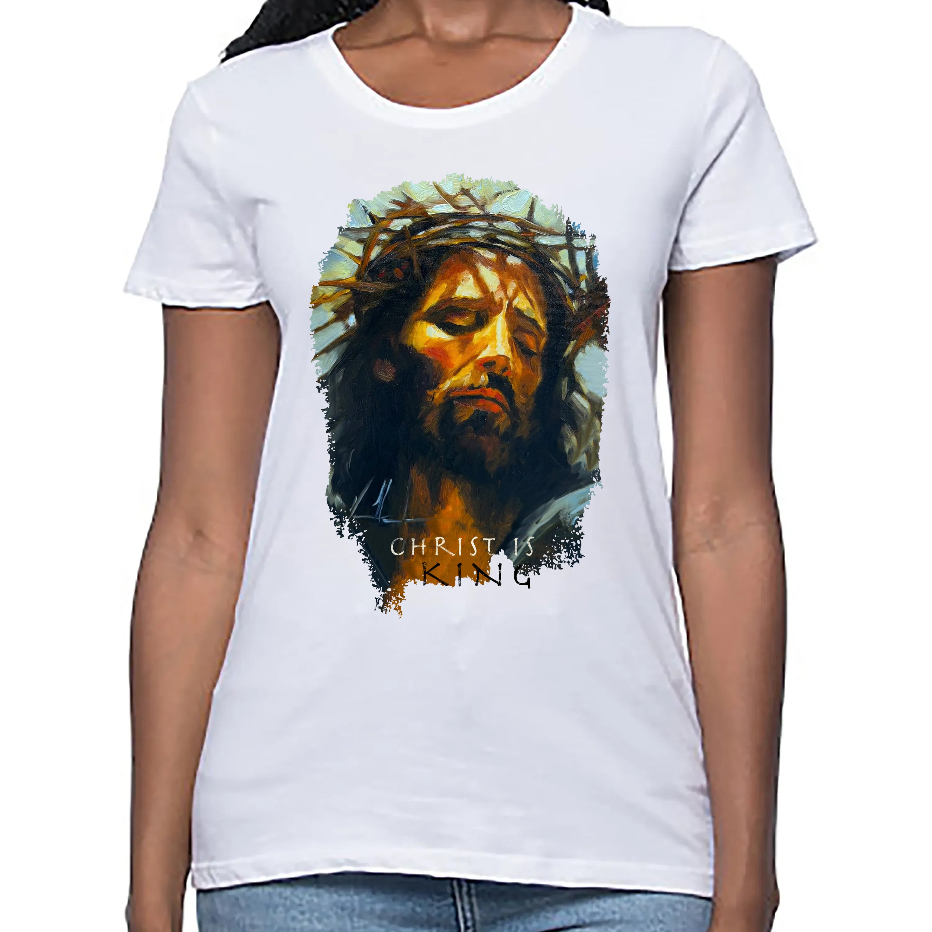 Christ is King - Women's T (Organic Bamboo) Vanessa Horabuena Short Sleeve Frost (White) XS