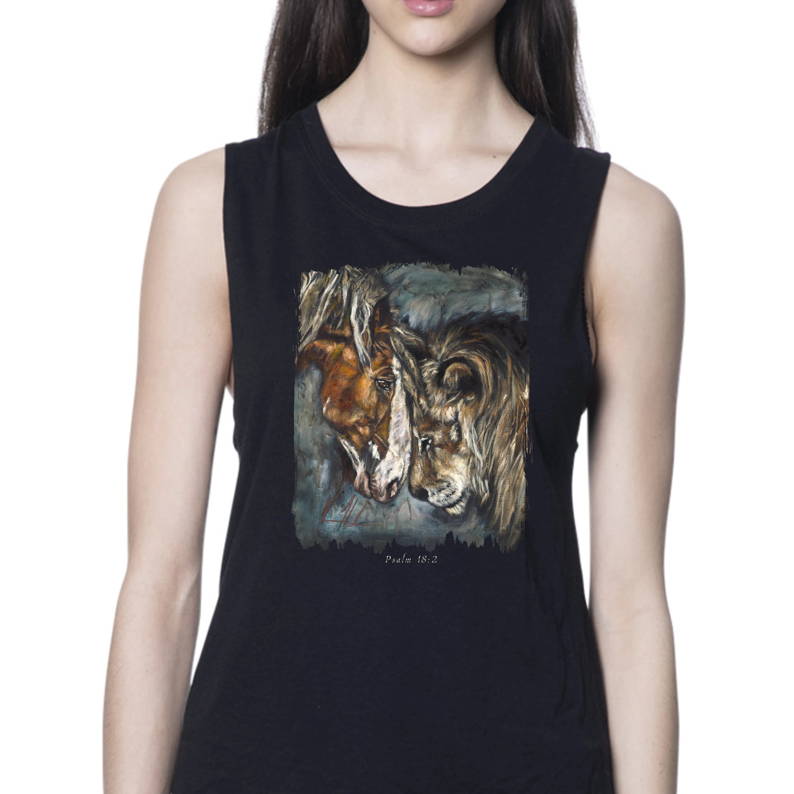 Courage & Strength - Women's Tank Top (Organic Bamboo) Vanessa Horabuena Short Sleeve Eclipse (Black) XS